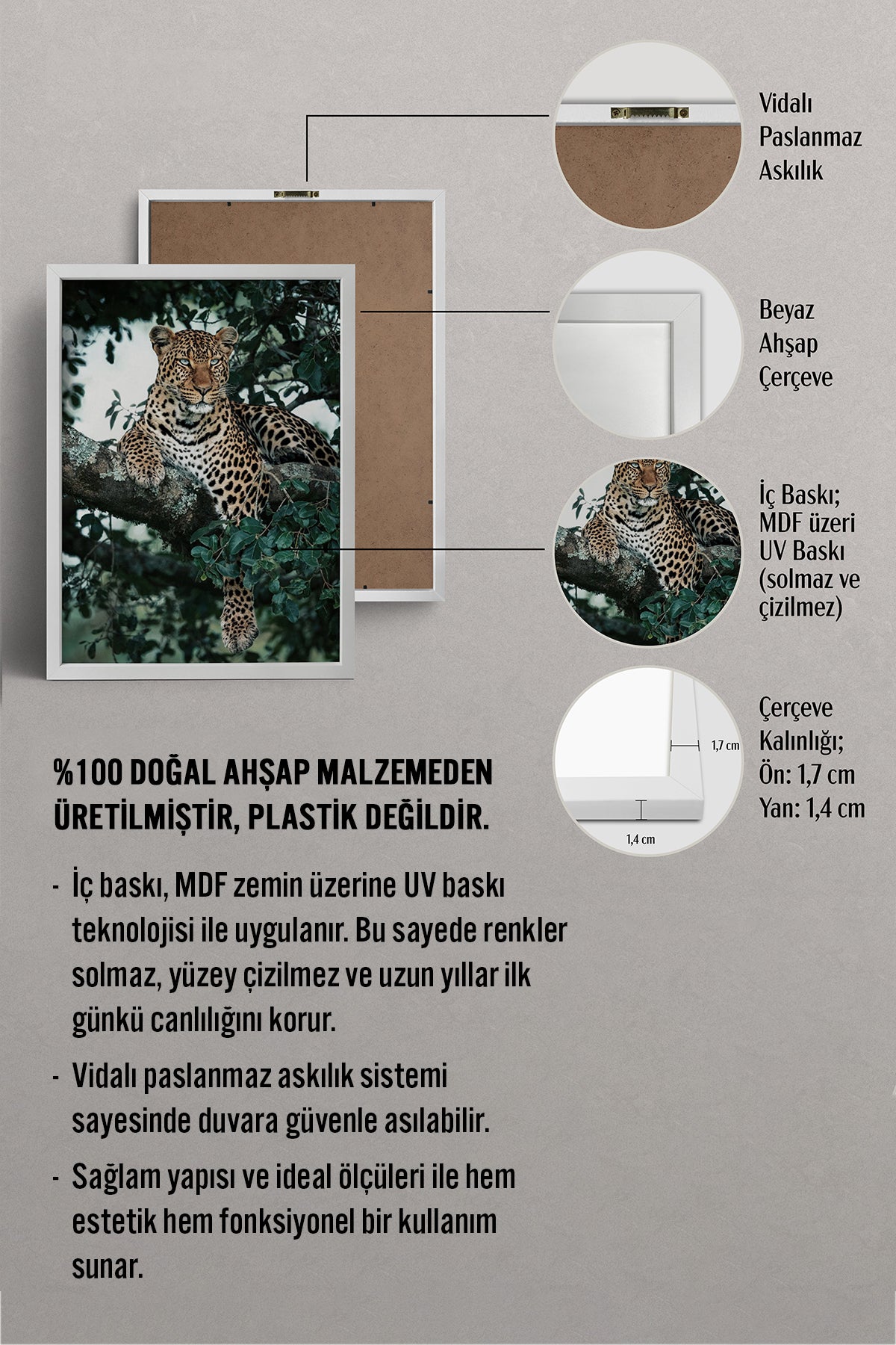 HOMEPACK Ahşap Çerçeveli Tablo Çerçeveli Poster Sanatsal Modern Duvar Dekoru BEK-8187