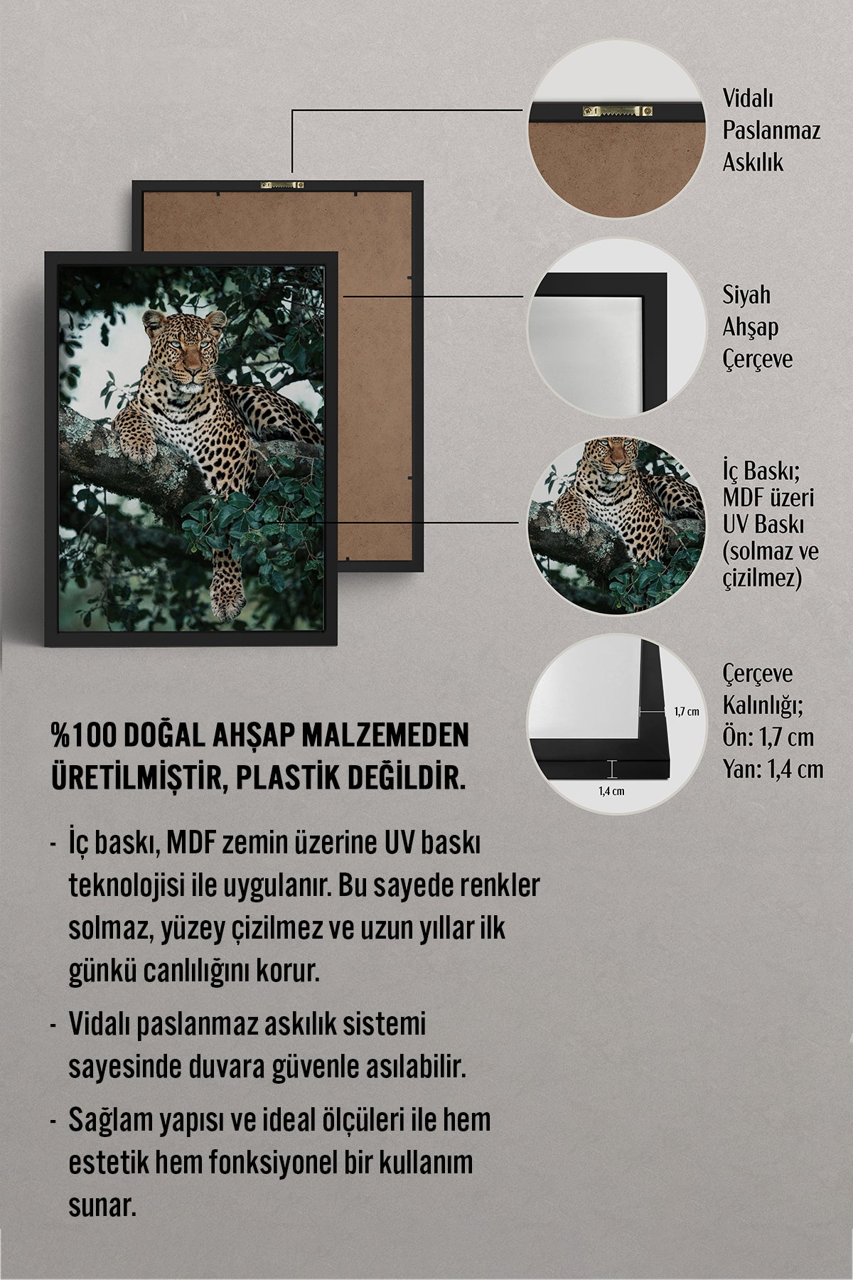 HOMEPACK Ahşap Çerçeveli Tablo Çerçeveli Poster Sanatsal Modern Duvar Dekoru BEK-8187