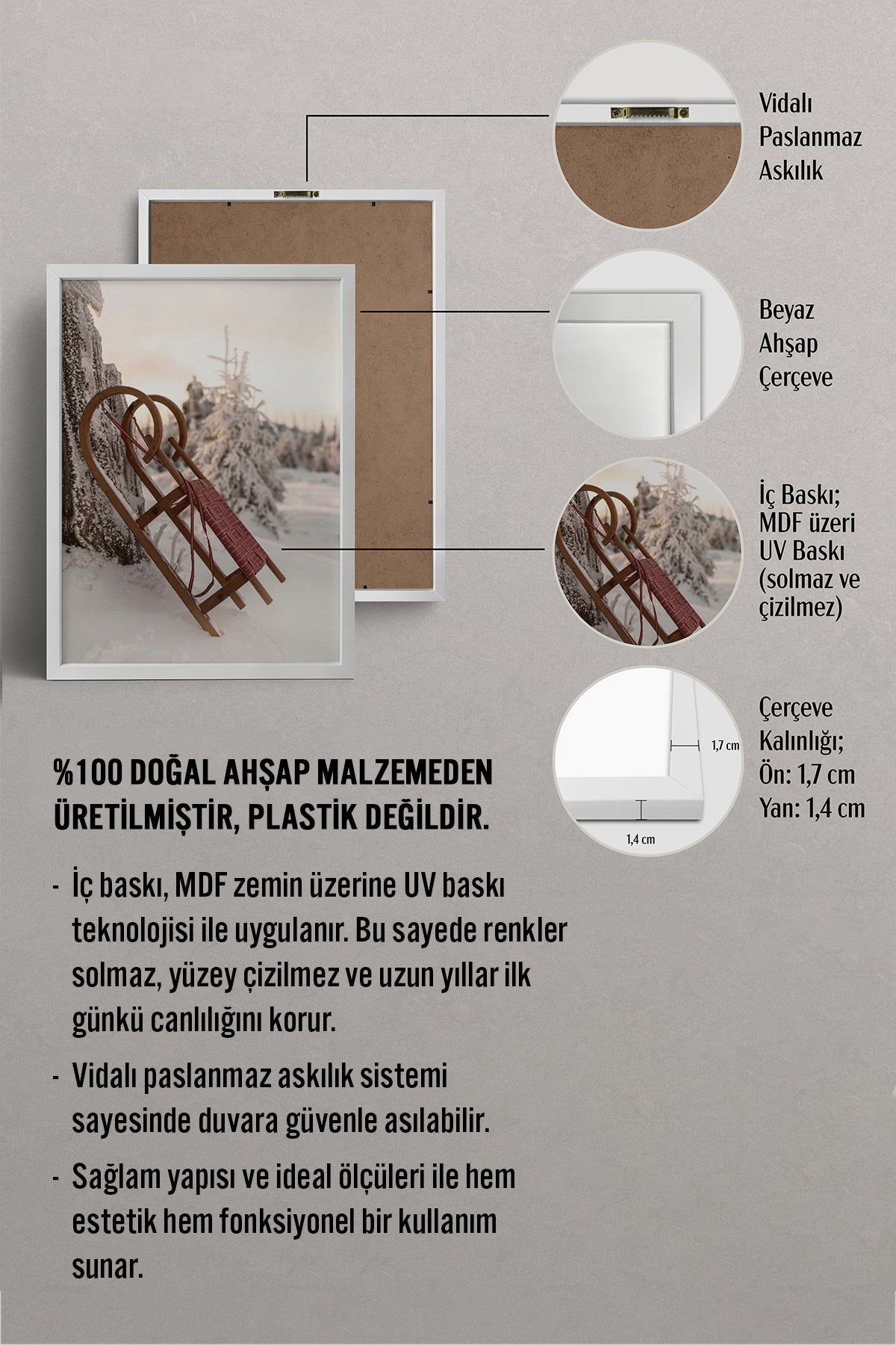 HOMEPACK Ahşap Çerçeveli Tablo Çerçeveli Poster Sanatsal Modern Duvar Dekoru BEK-8188