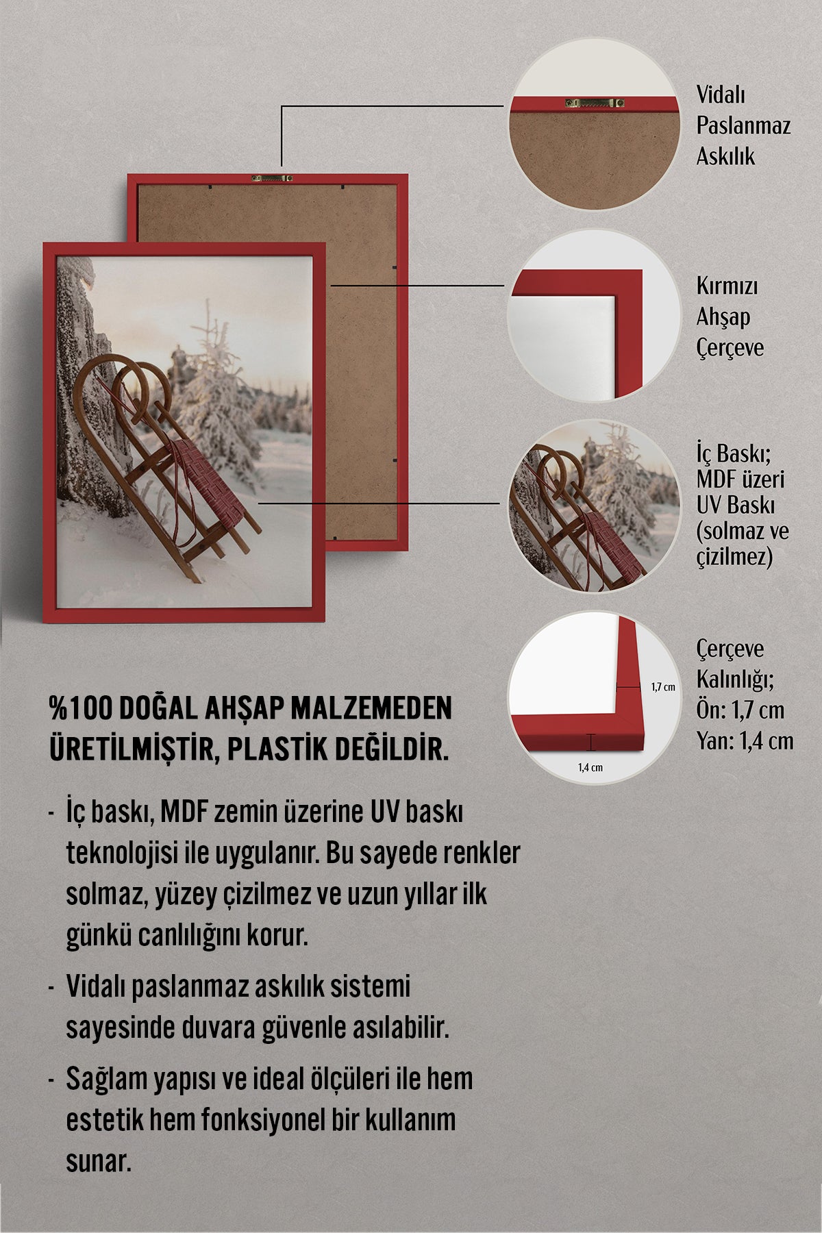 HOMEPACK Ahşap Çerçeveli Tablo Çerçeveli Poster Sanatsal Modern Duvar Dekoru BEK-8188
