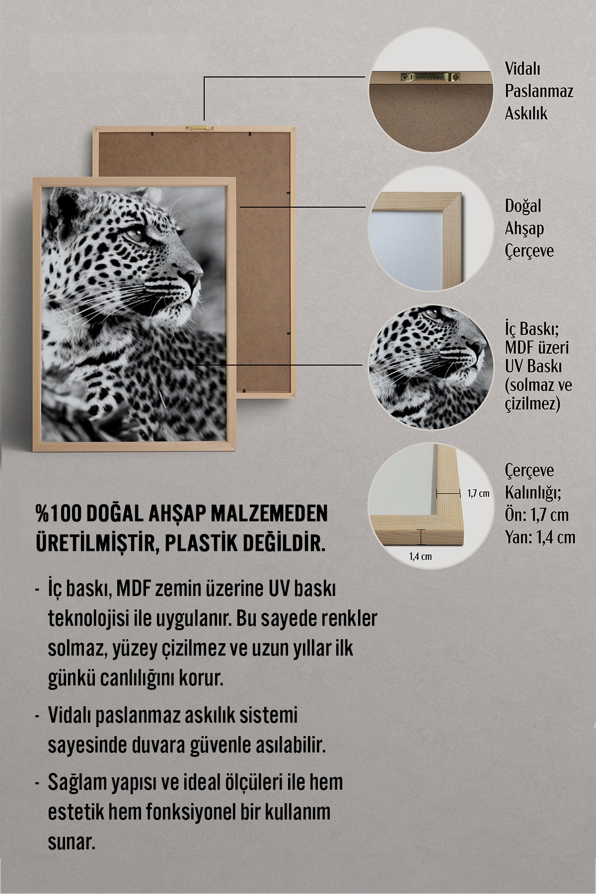 HOMEPACK Ahşap Çerçeveli Tablo Çerçeveli Poster Sanatsal Modern Duvar Dekoru BEK-8189