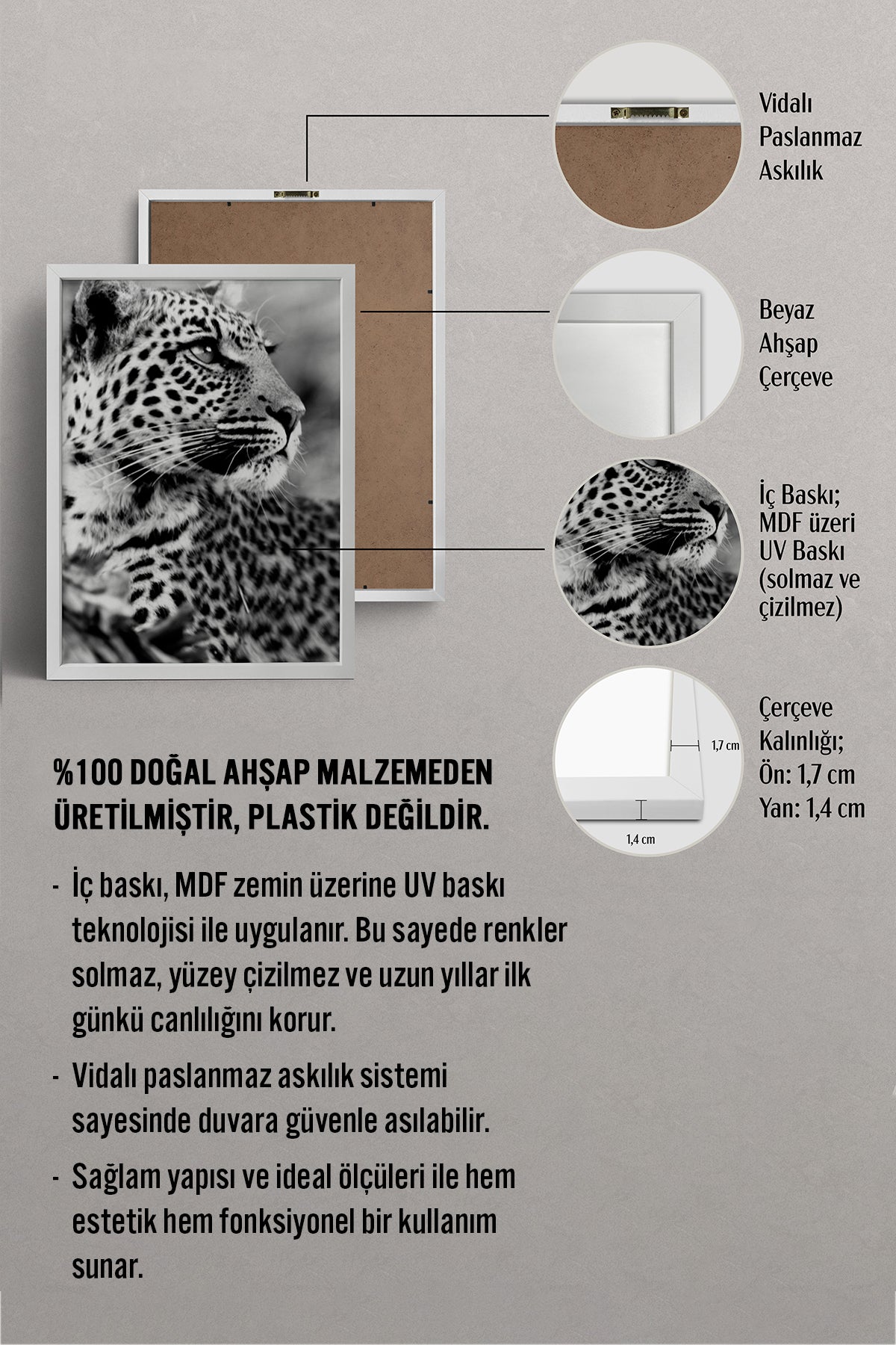 HOMEPACK Ahşap Çerçeveli Tablo Çerçeveli Poster Sanatsal Modern Duvar Dekoru BEK-8189