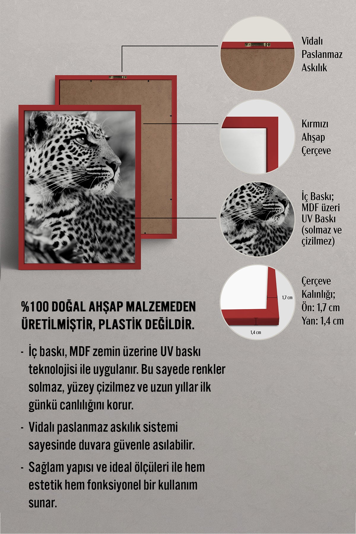 HOMEPACK Ahşap Çerçeveli Tablo Çerçeveli Poster Sanatsal Modern Duvar Dekoru BEK-8189