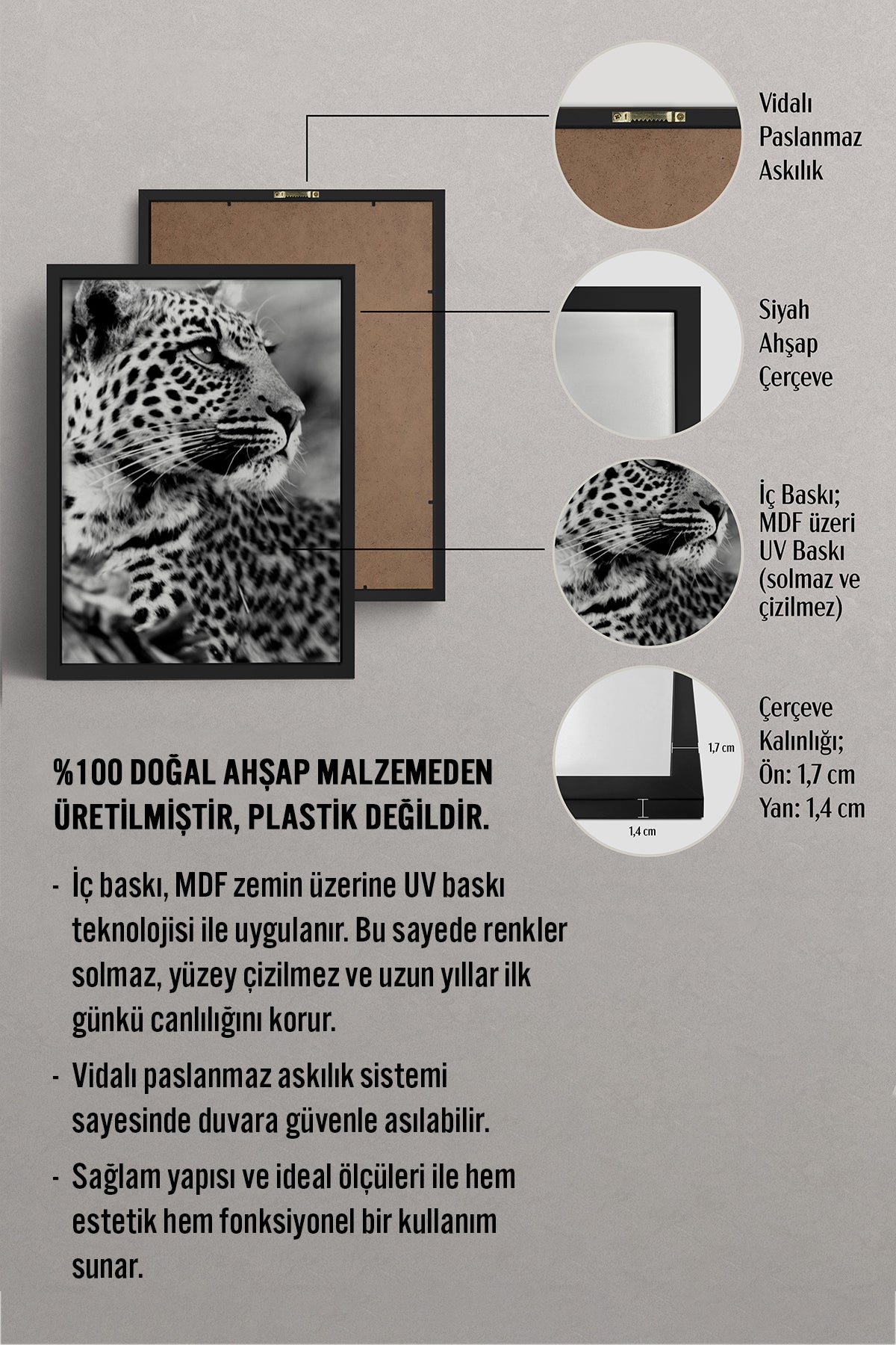 HOMEPACK Ahşap Çerçeveli Tablo Çerçeveli Poster Sanatsal Modern Duvar Dekoru BEK-8189