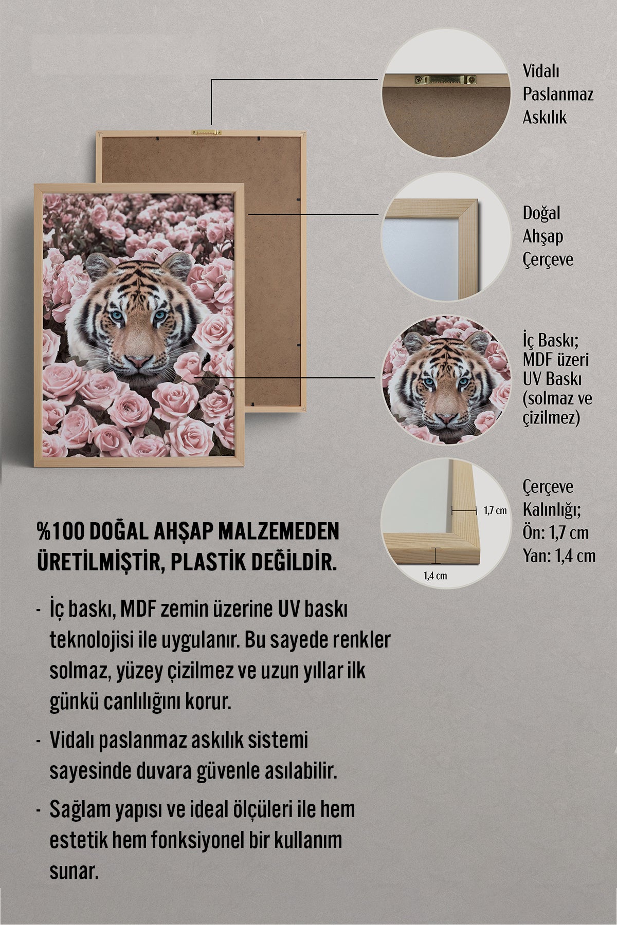 HOMEPACK Ahşap Çerçeveli Tablo Çerçeveli Poster Sanatsal Modern Duvar Dekoru BEK-8190