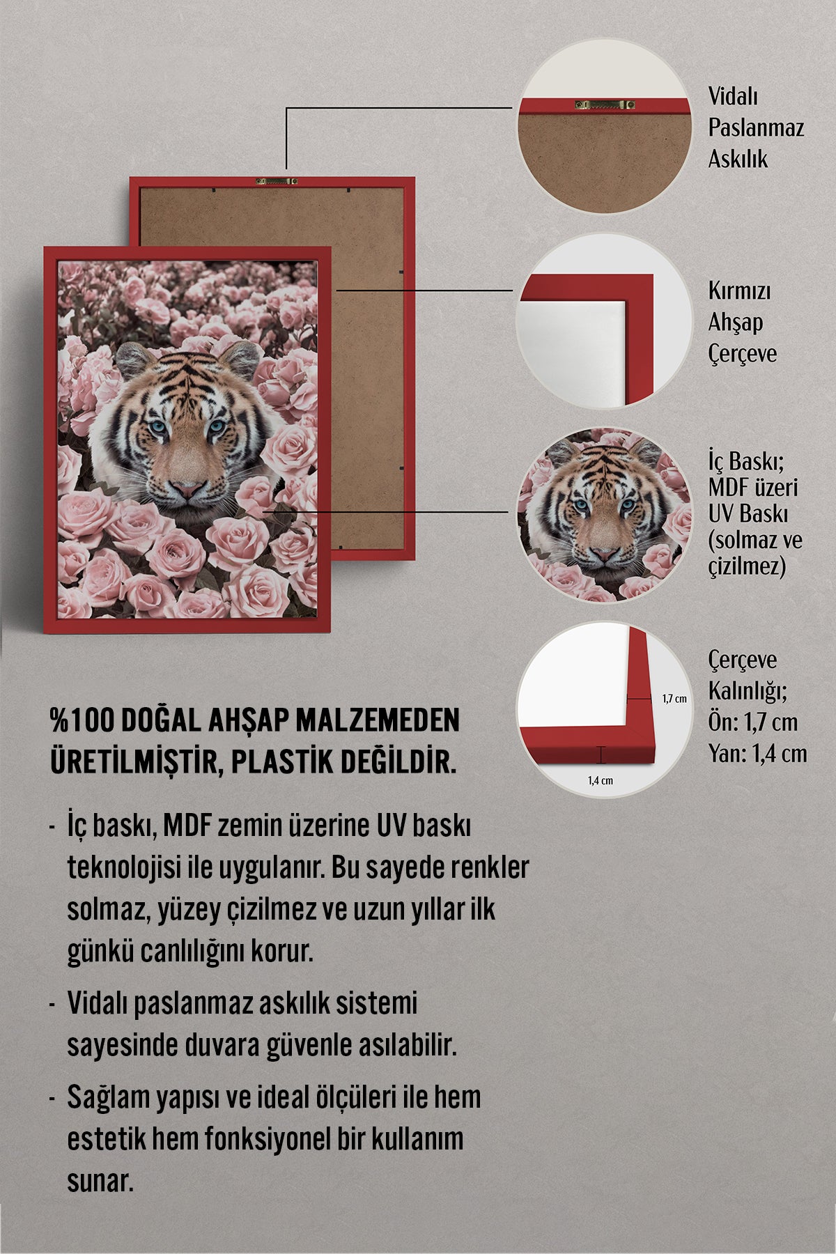 HOMEPACK Ahşap Çerçeveli Tablo Çerçeveli Poster Sanatsal Modern Duvar Dekoru BEK-8190