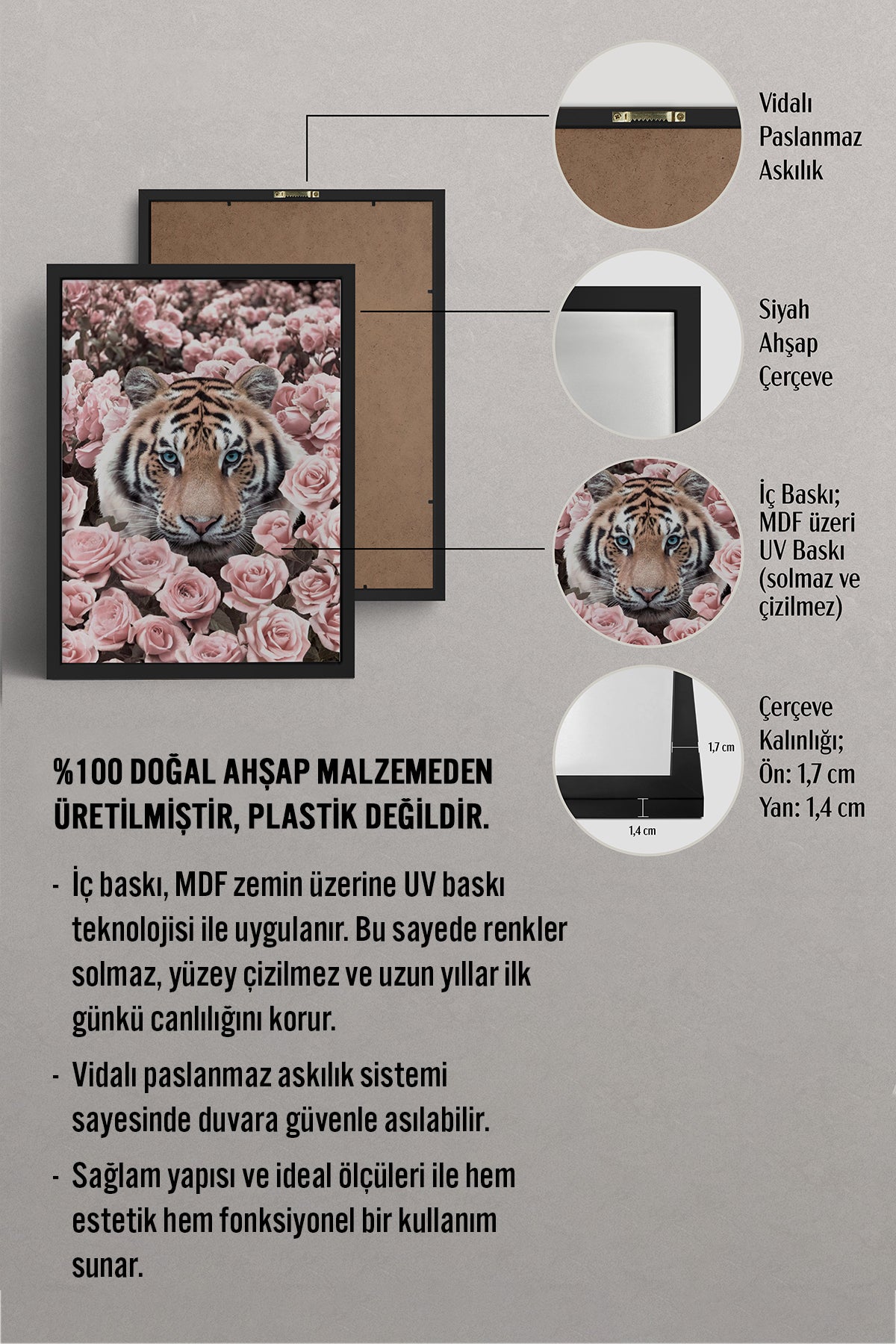 HOMEPACK Ahşap Çerçeveli Tablo Çerçeveli Poster Sanatsal Modern Duvar Dekoru BEK-8190