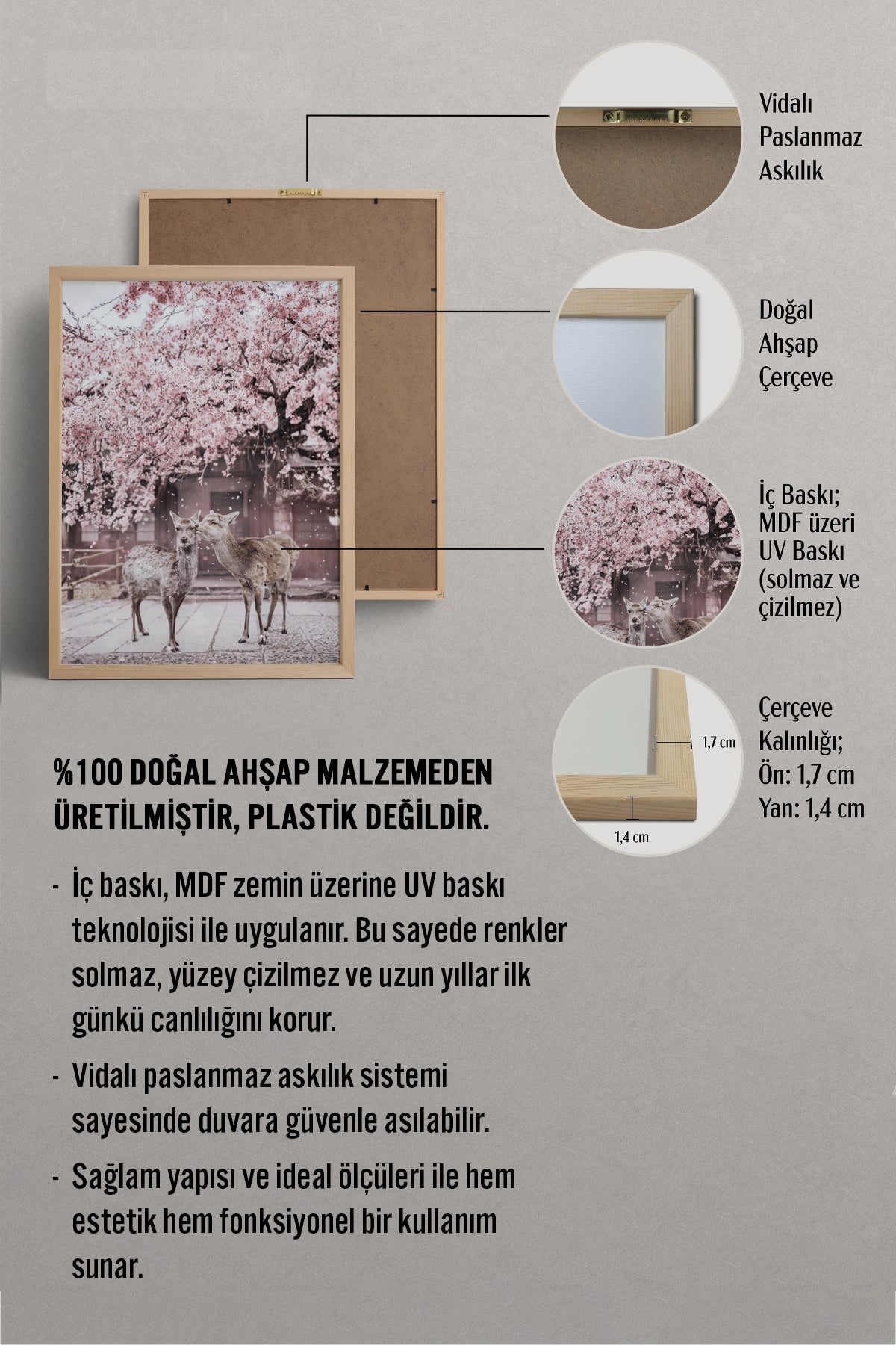 HOMEPACK Ahşap Çerçeveli Tablo Çerçeveli Poster Sanatsal Modern Duvar Dekoru BEK-8191