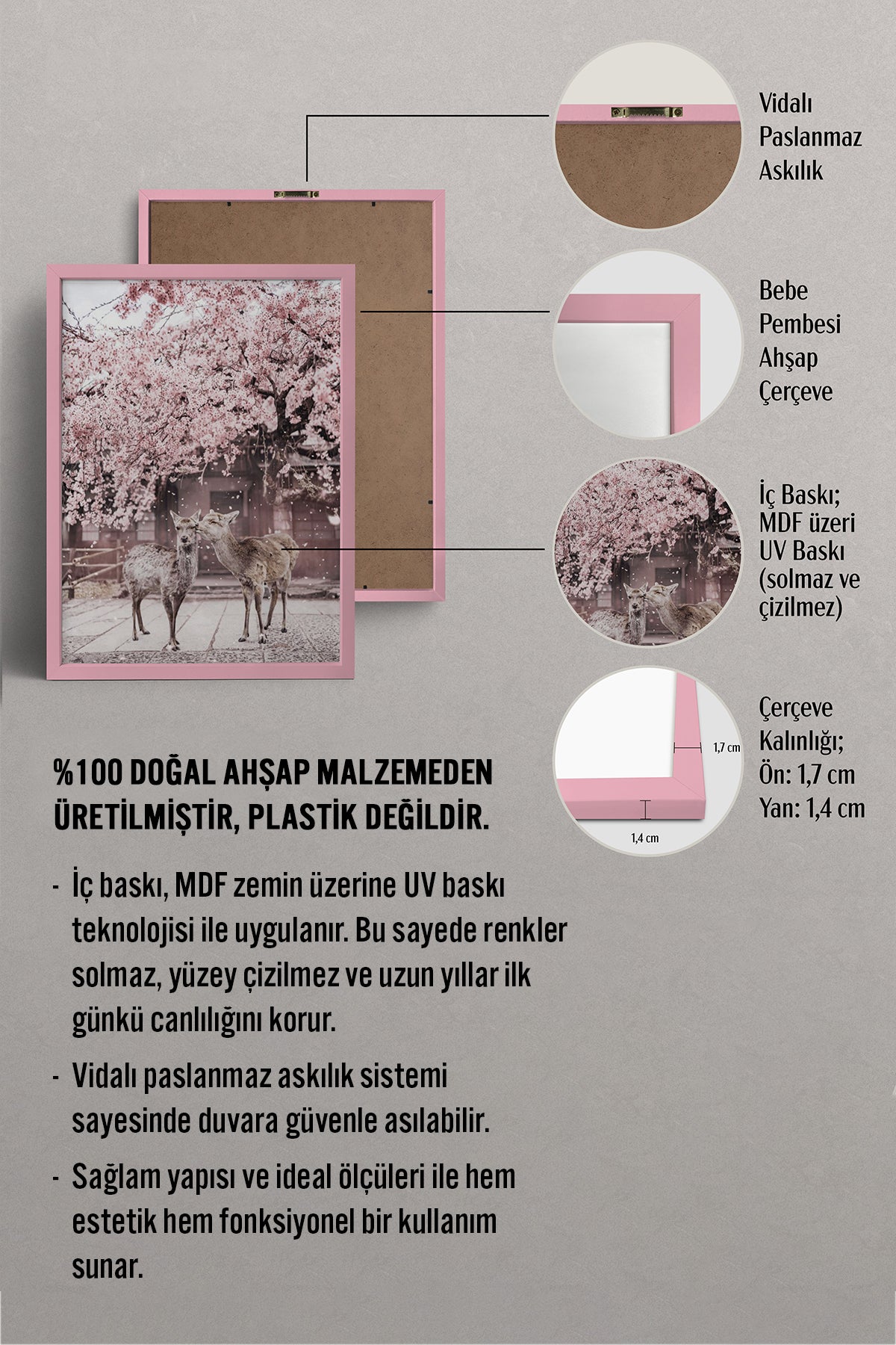 HOMEPACK Ahşap Çerçeveli Tablo Çerçeveli Poster Sanatsal Modern Duvar Dekoru BEK-8191