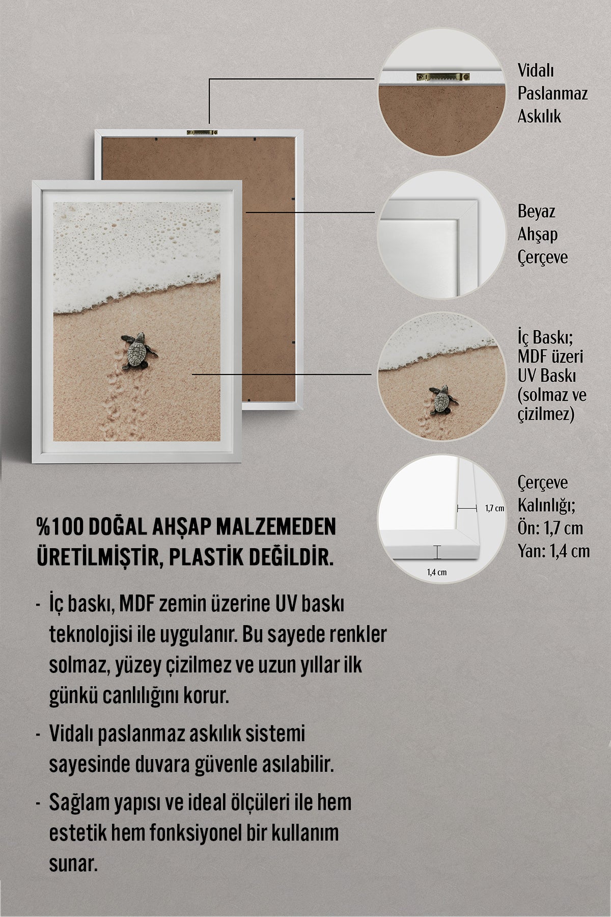 HOMEPACK Ahşap Çerçeveli Tablo Çerçeveli Poster Sanatsal Modern Duvar Dekoru BEK-8192