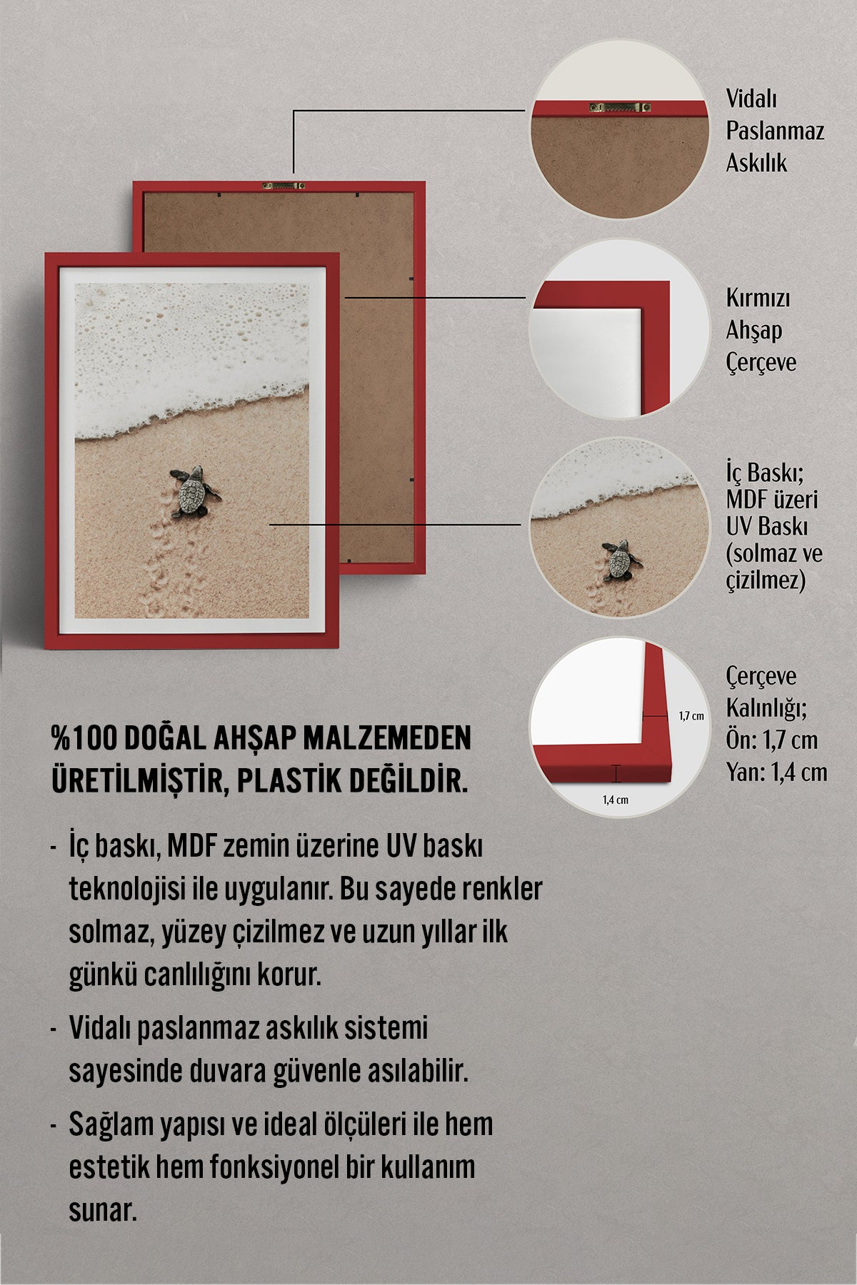 HOMEPACK Ahşap Çerçeveli Tablo Çerçeveli Poster Sanatsal Modern Duvar Dekoru BEK-8192