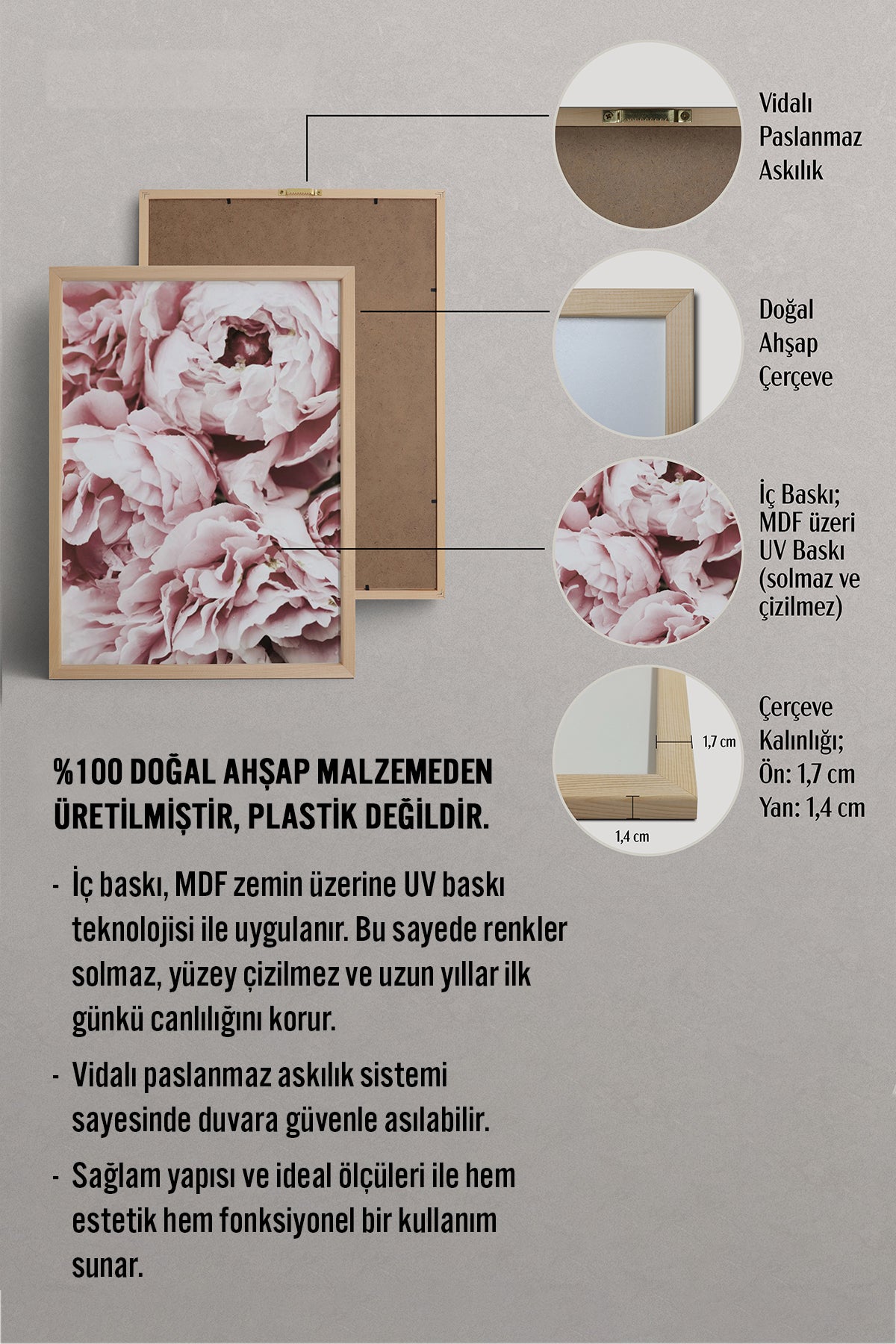HOMEPACK Ahşap Çerçeveli Tablo Çerçeveli Poster Sanatsal Modern Duvar Dekoru BEK-8195