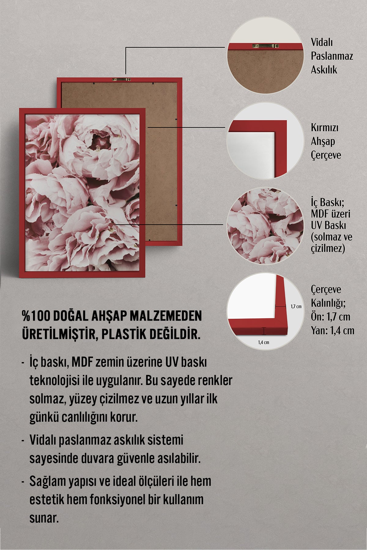 HOMEPACK Ahşap Çerçeveli Tablo Çerçeveli Poster Sanatsal Modern Duvar Dekoru BEK-8195