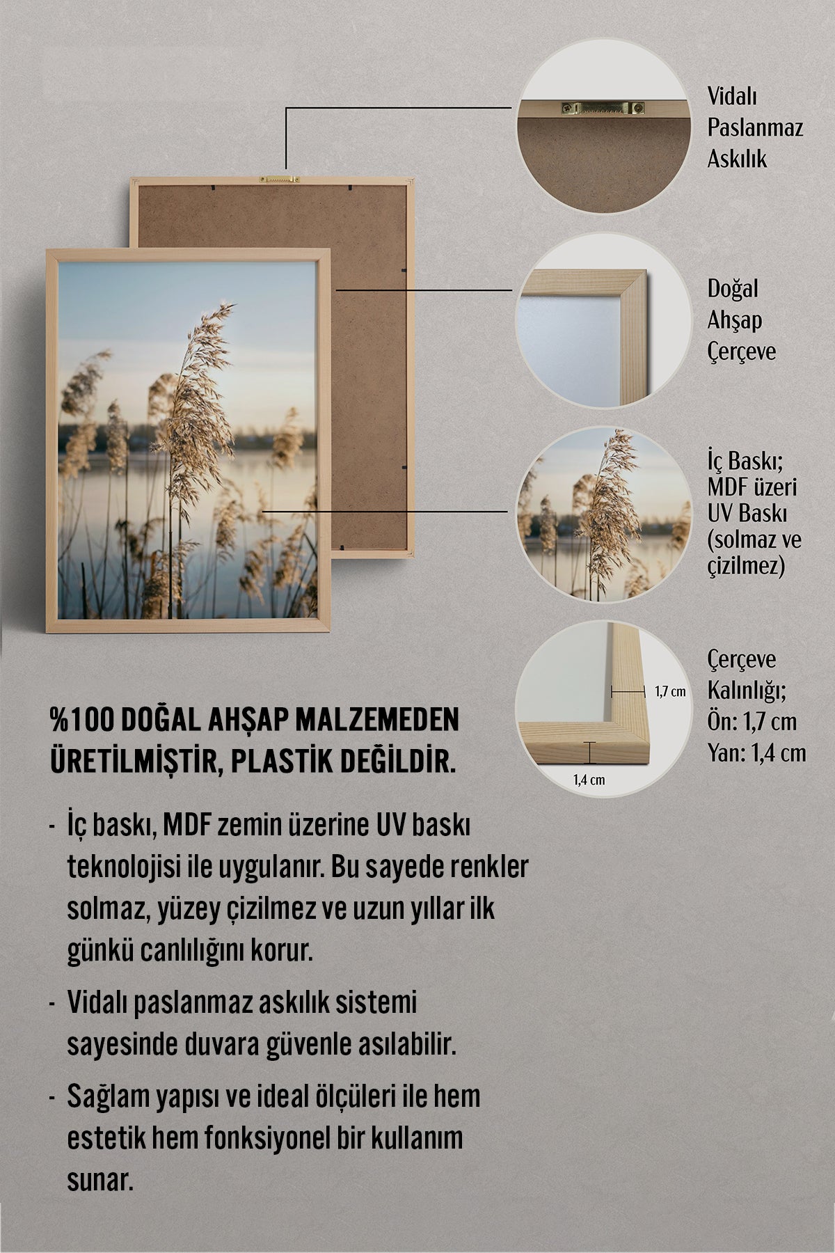HOMEPACK Ahşap Çerçeveli Tablo Çerçeveli Poster Sanatsal Modern Duvar Dekoru BEK-8196