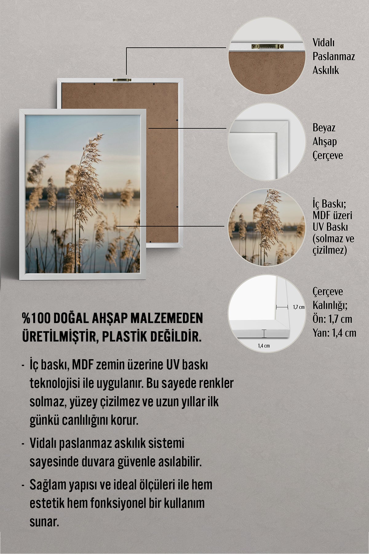 HOMEPACK Ahşap Çerçeveli Tablo Çerçeveli Poster Sanatsal Modern Duvar Dekoru BEK-8196