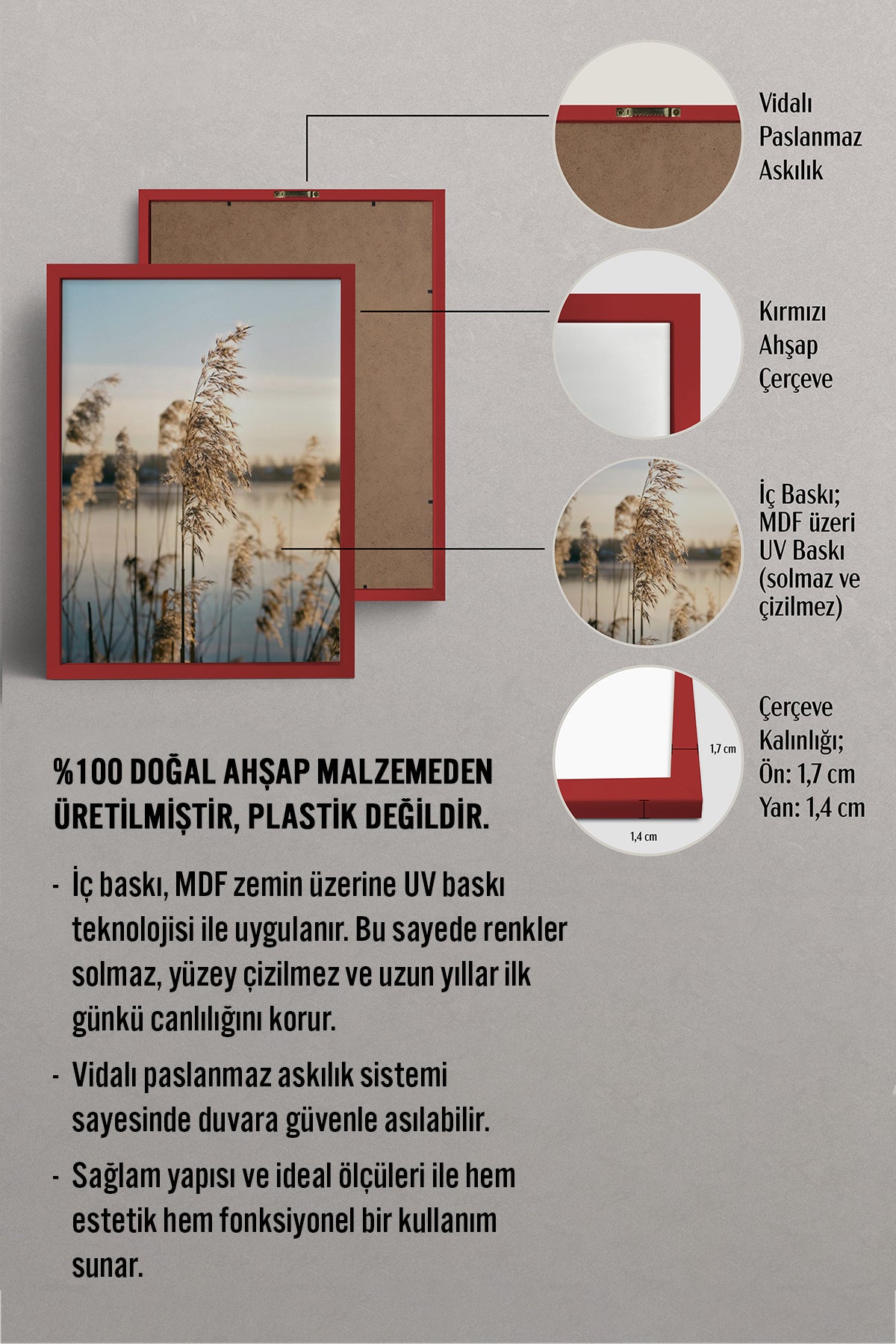HOMEPACK Ahşap Çerçeveli Tablo Çerçeveli Poster Sanatsal Modern Duvar Dekoru BEK-8196