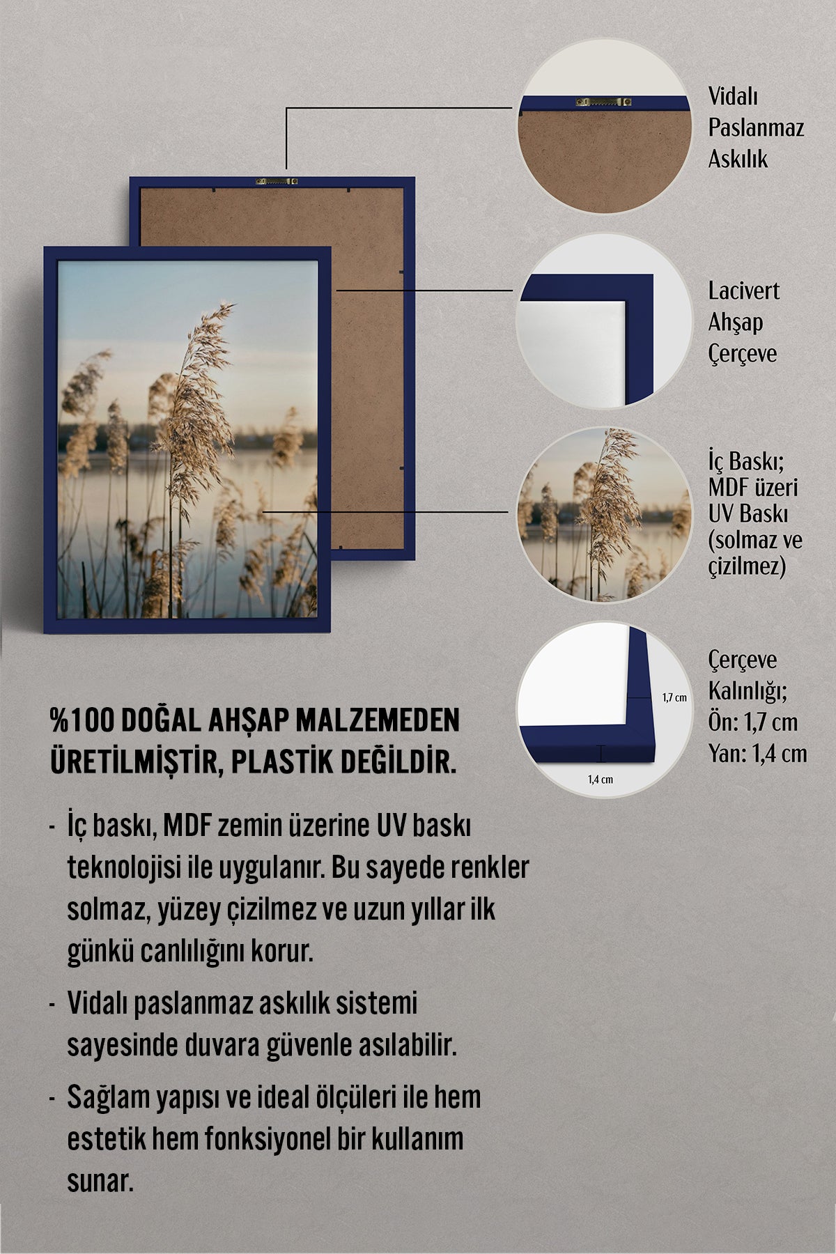 HOMEPACK Ahşap Çerçeveli Tablo Çerçeveli Poster Sanatsal Modern Duvar Dekoru BEK-8196