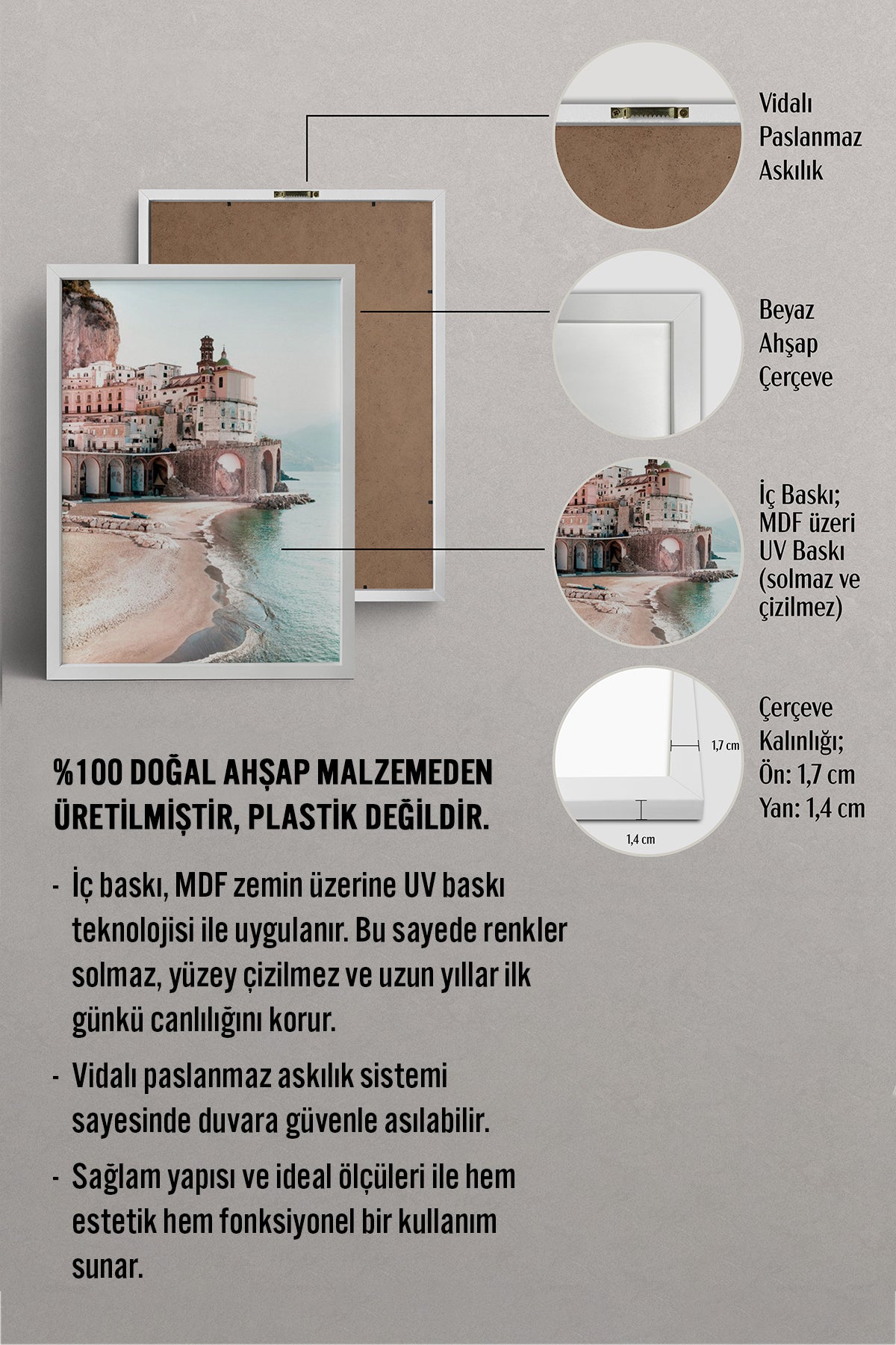 HOMEPACK Ahşap Çerçeveli Tablo Çerçeveli Poster Sanatsal Modern Duvar Dekoru BEK-8197