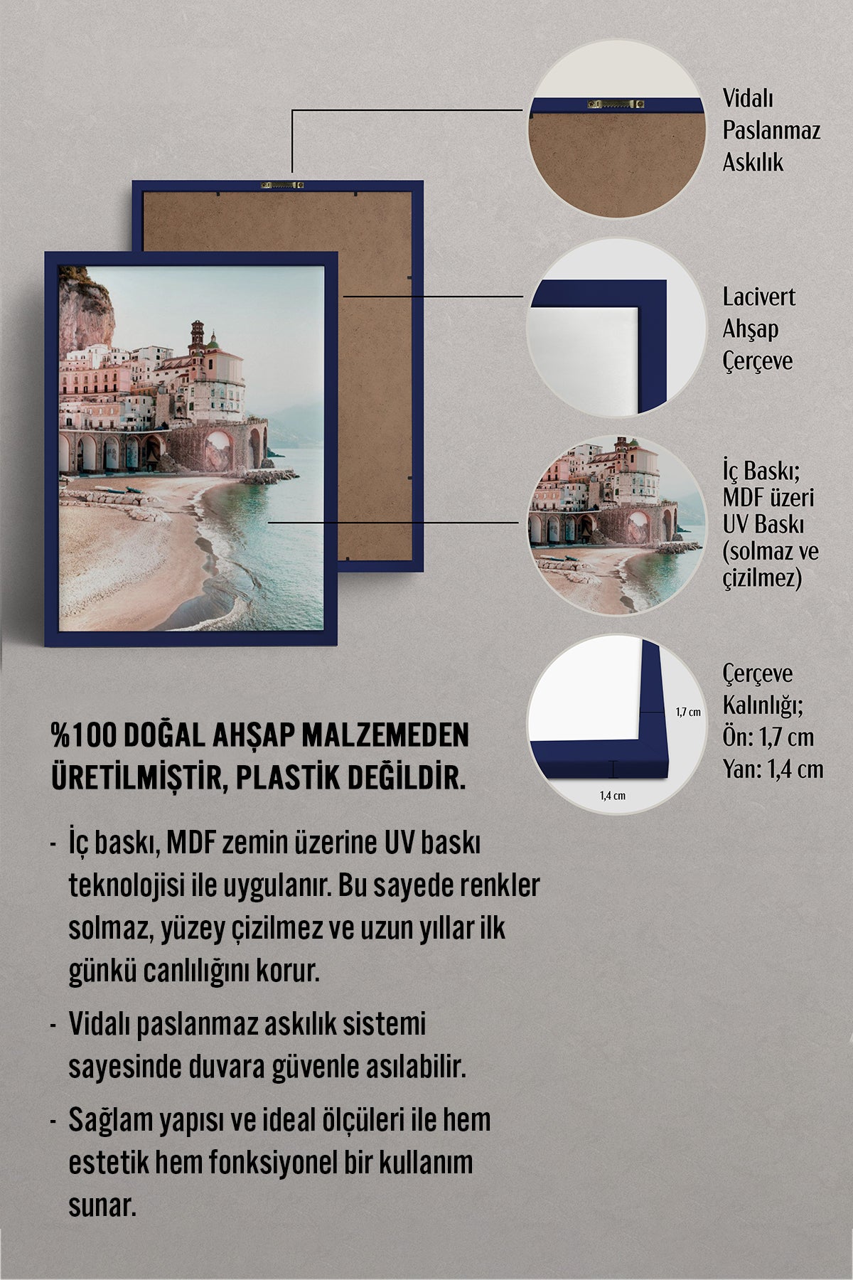 HOMEPACK Ahşap Çerçeveli Tablo Çerçeveli Poster Sanatsal Modern Duvar Dekoru BEK-8197