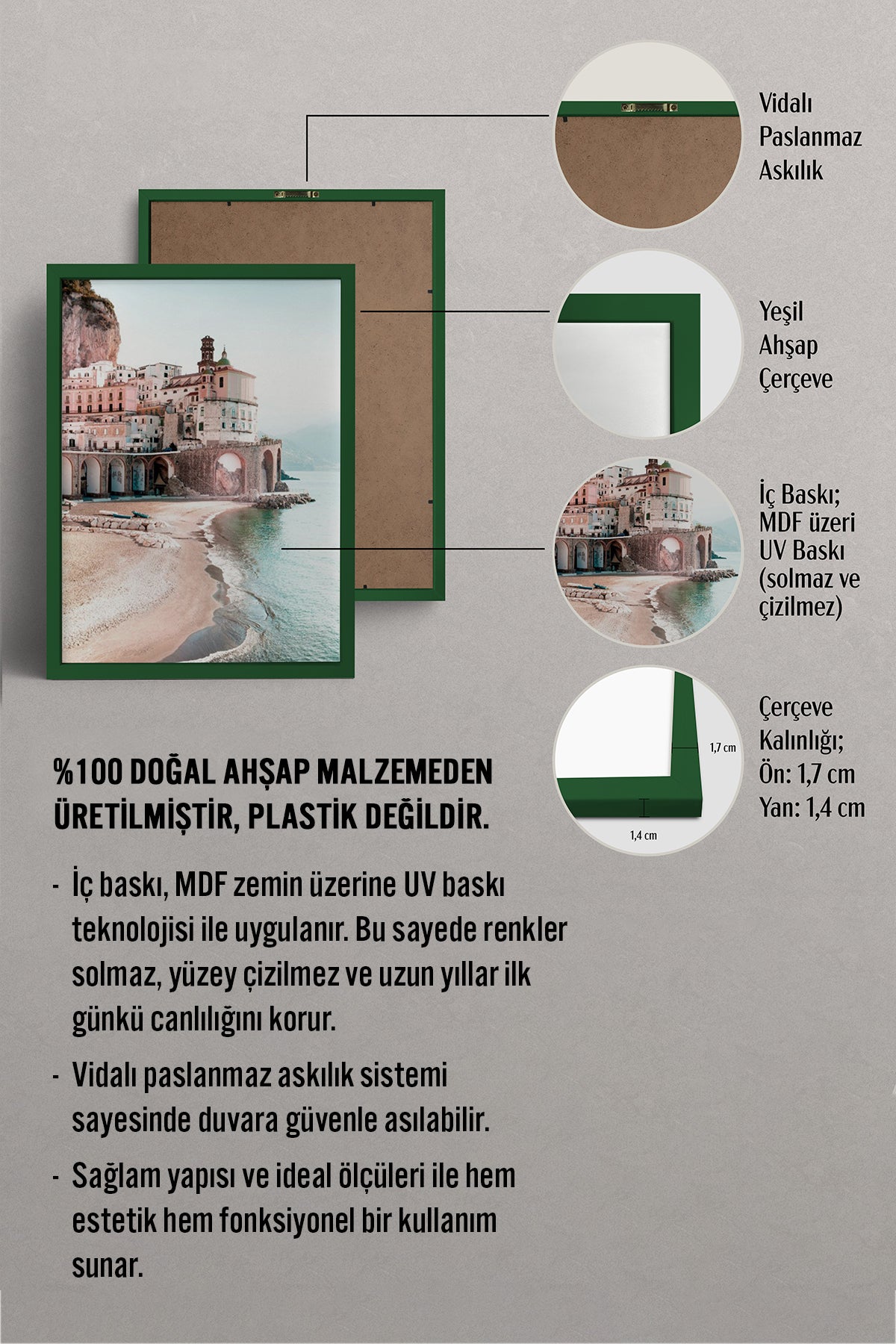HOMEPACK Ahşap Çerçeveli Tablo Çerçeveli Poster Sanatsal Modern Duvar Dekoru BEK-8197