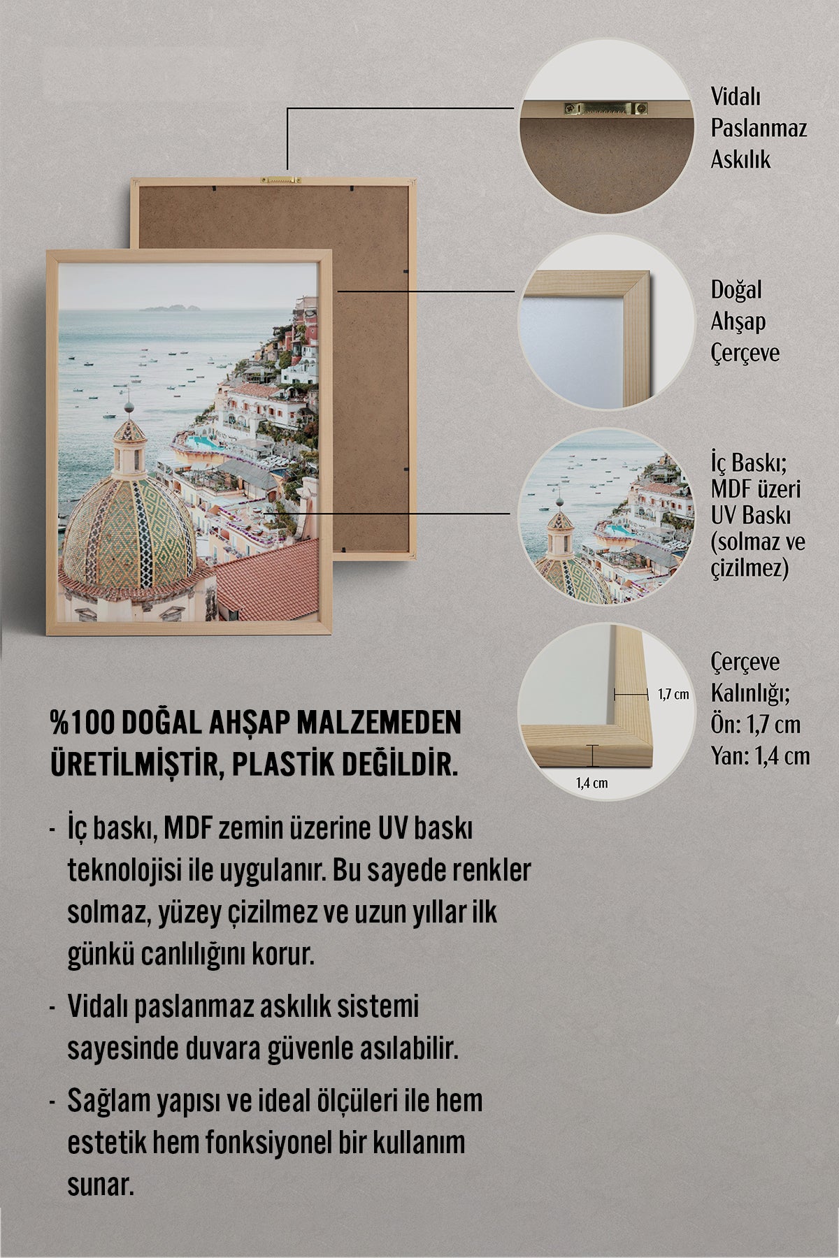 HOMEPACK Ahşap Çerçeveli Tablo Çerçeveli Poster Sanatsal Modern Duvar Dekoru BEK-8198