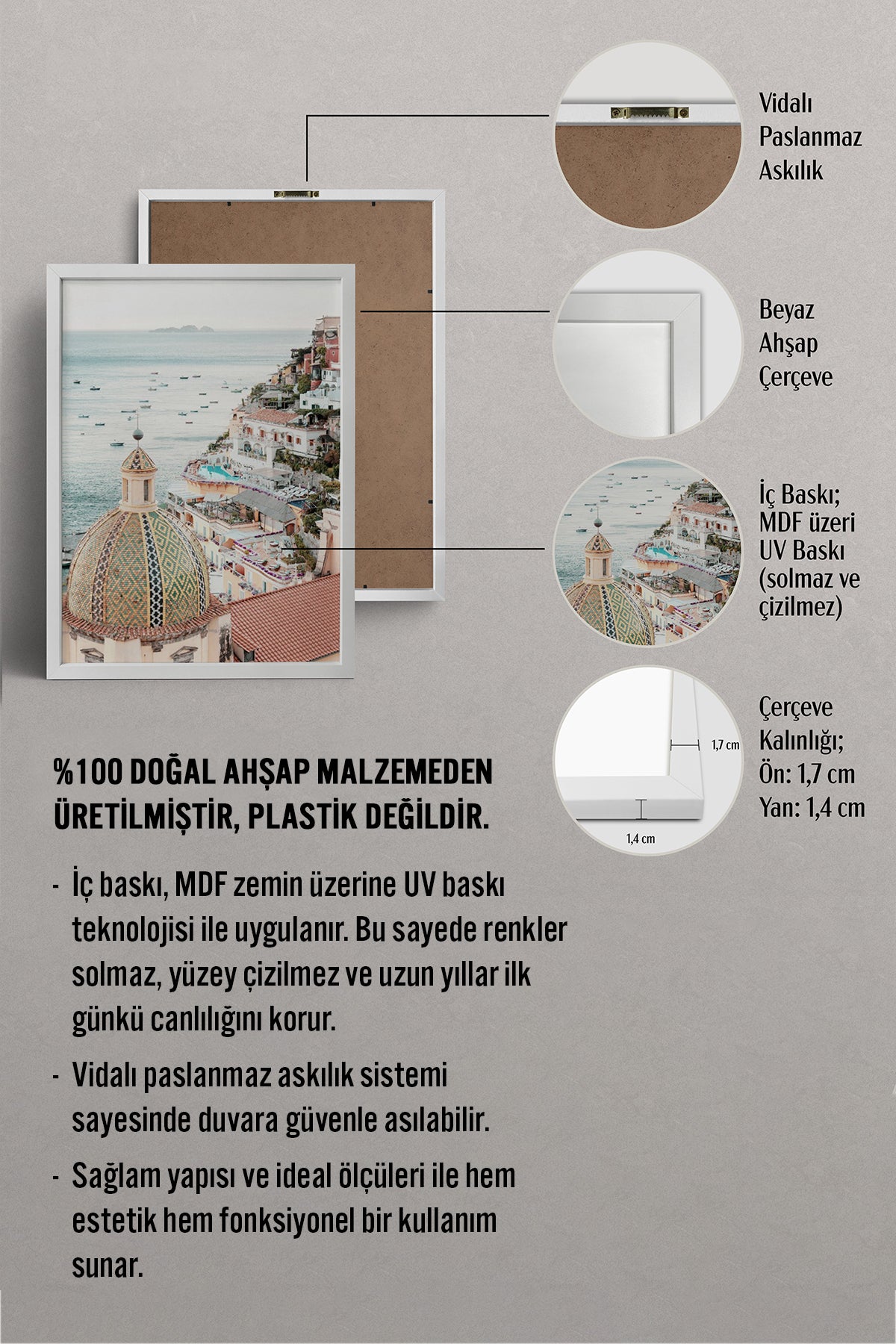 HOMEPACK Ahşap Çerçeveli Tablo Çerçeveli Poster Sanatsal Modern Duvar Dekoru BEK-8198