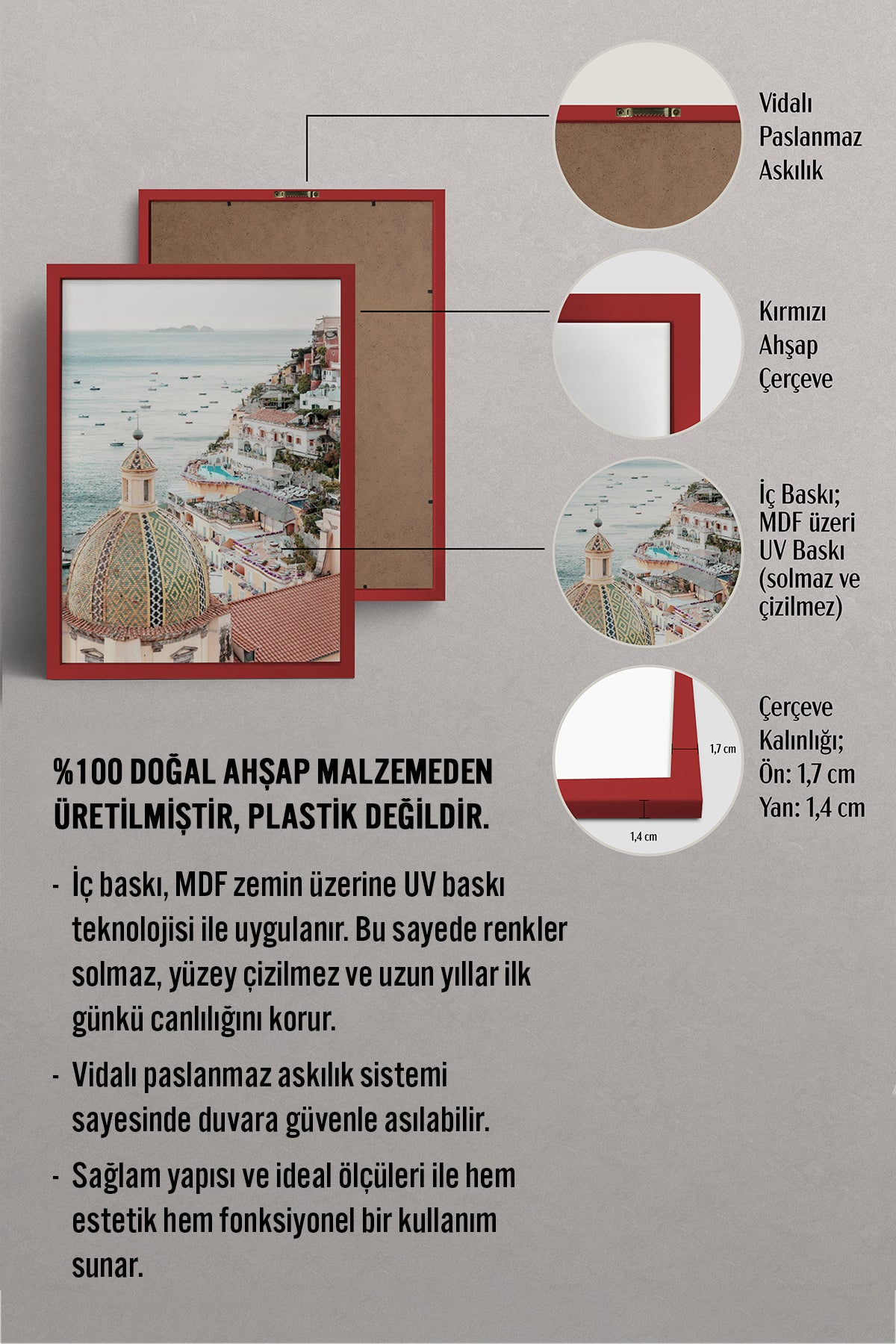 HOMEPACK Ahşap Çerçeveli Tablo Çerçeveli Poster Sanatsal Modern Duvar Dekoru BEK-8198