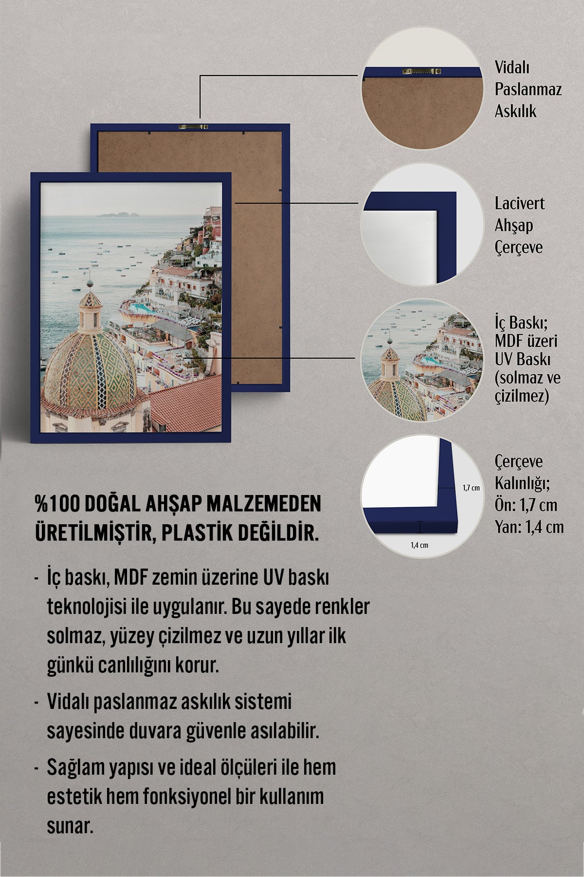 HOMEPACK Ahşap Çerçeveli Tablo Çerçeveli Poster Sanatsal Modern Duvar Dekoru BEK-8198