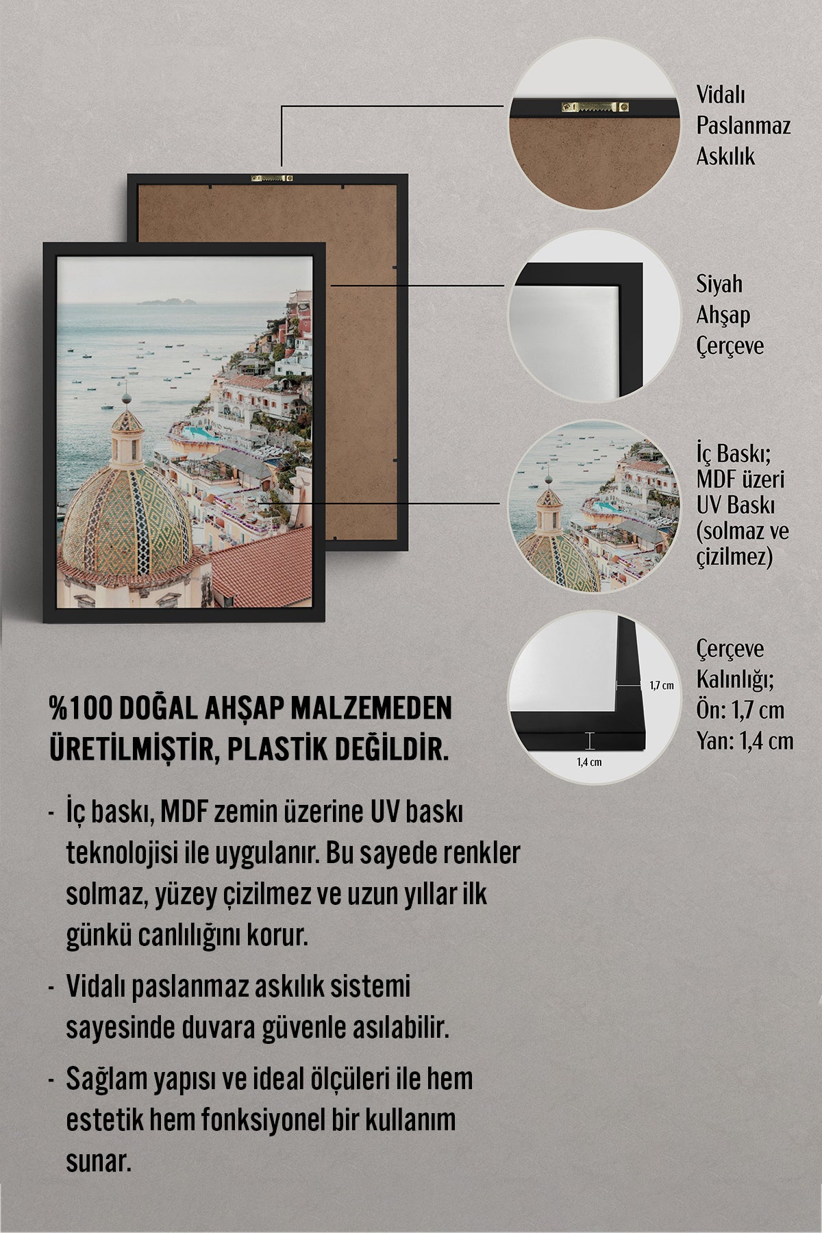 HOMEPACK Ahşap Çerçeveli Tablo Çerçeveli Poster Sanatsal Modern Duvar Dekoru BEK-8198