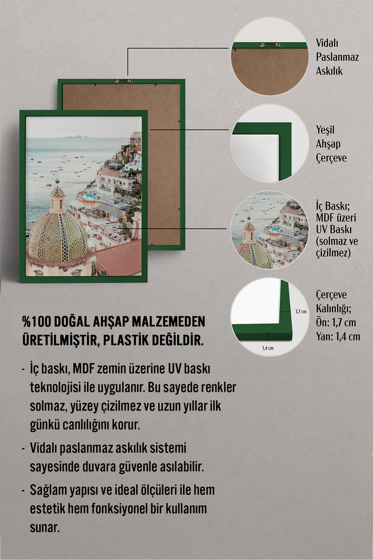 HOMEPACK Ahşap Çerçeveli Tablo Çerçeveli Poster Sanatsal Modern Duvar Dekoru BEK-8198