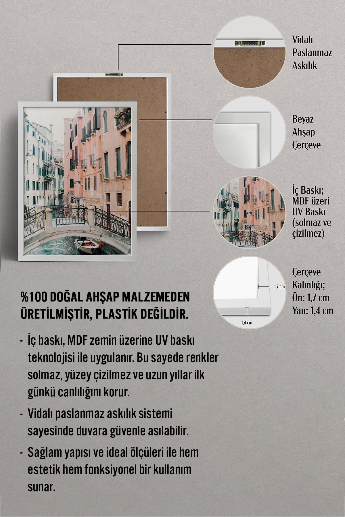 HOMEPACK Ahşap Çerçeveli Tablo Çerçeveli Poster Sanatsal Modern Duvar Dekoru BEK-8199