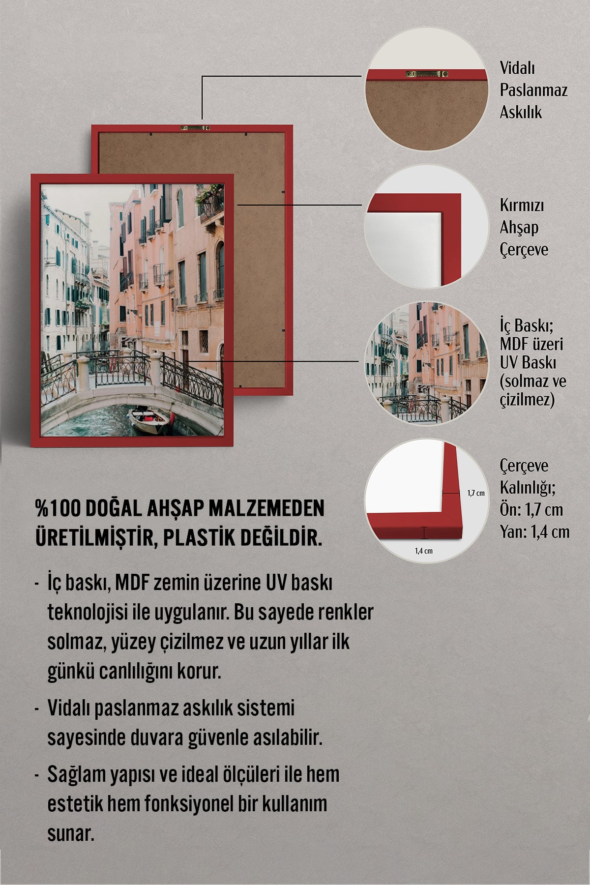 HOMEPACK Ahşap Çerçeveli Tablo Çerçeveli Poster Sanatsal Modern Duvar Dekoru BEK-8199