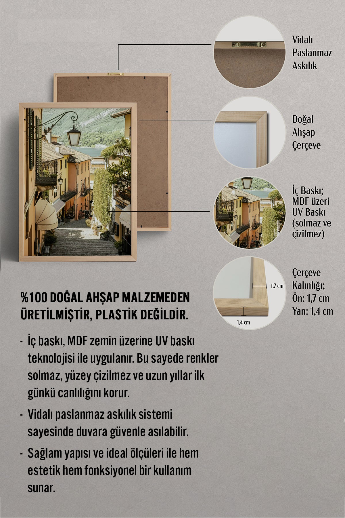 HOMEPACK Ahşap Çerçeveli Tablo Çerçeveli Poster Sanatsal Modern Duvar Dekoru BEK-8200