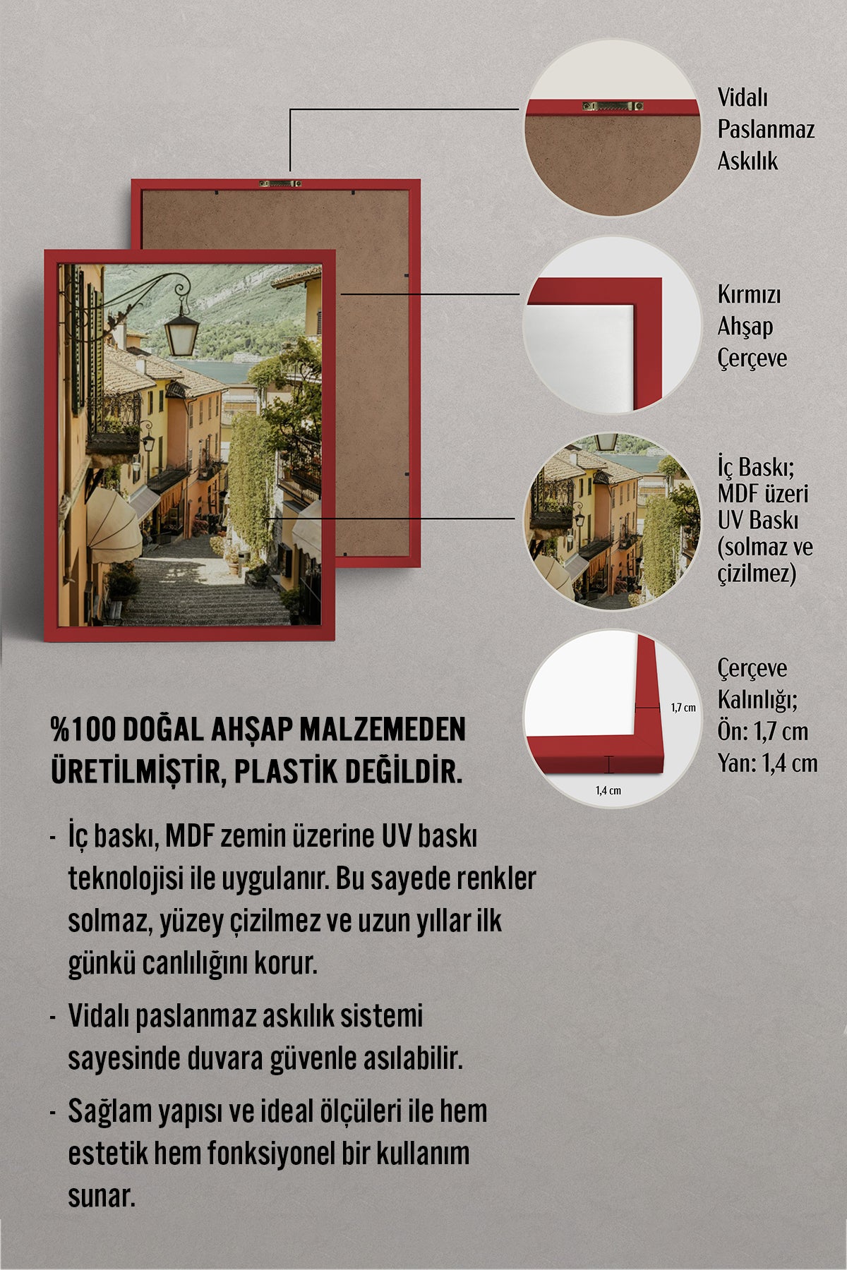 HOMEPACK Ahşap Çerçeveli Tablo Çerçeveli Poster Sanatsal Modern Duvar Dekoru BEK-8200