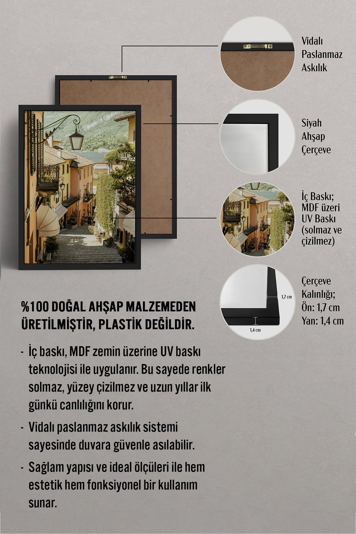 HOMEPACK Ahşap Çerçeveli Tablo Çerçeveli Poster Sanatsal Modern Duvar Dekoru BEK-8200
