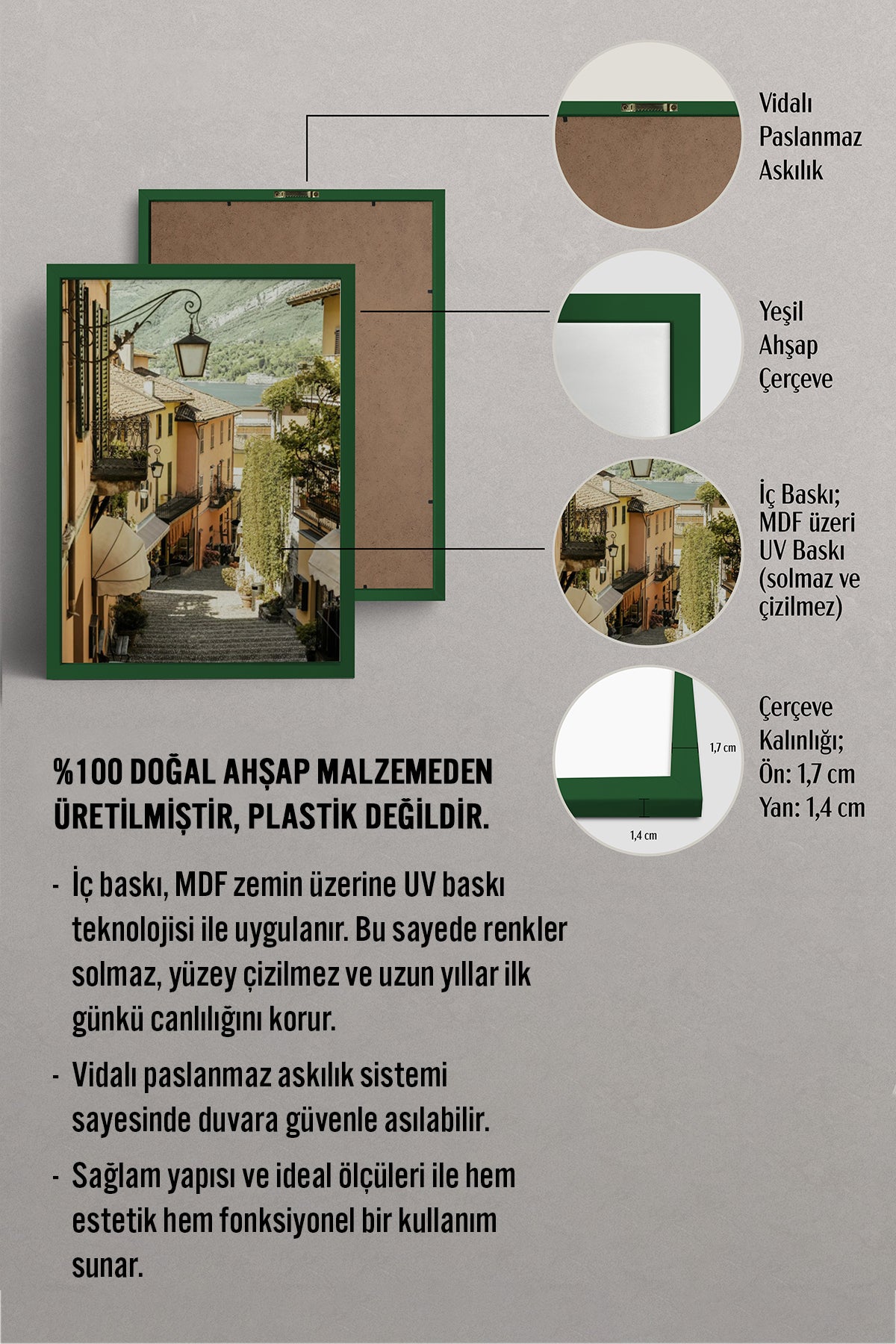 HOMEPACK Ahşap Çerçeveli Tablo Çerçeveli Poster Sanatsal Modern Duvar Dekoru BEK-8200