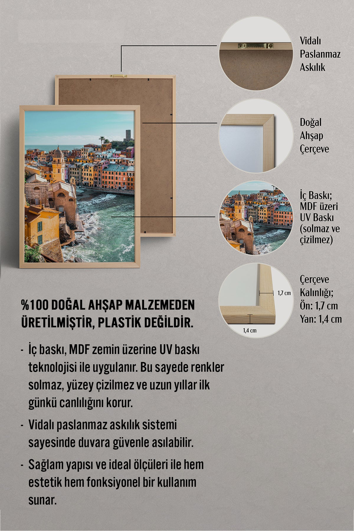 HOMEPACK Ahşap Çerçeveli Tablo Çerçeveli Poster Sanatsal Modern Duvar Dekoru BEK-8201