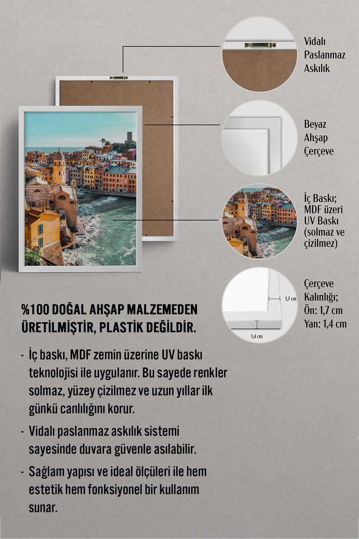 HOMEPACK Ahşap Çerçeveli Tablo Çerçeveli Poster Sanatsal Modern Duvar Dekoru BEK-8201