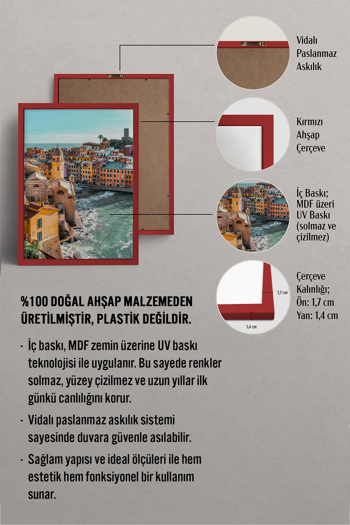 HOMEPACK Ahşap Çerçeveli Tablo Çerçeveli Poster Sanatsal Modern Duvar Dekoru BEK-8201