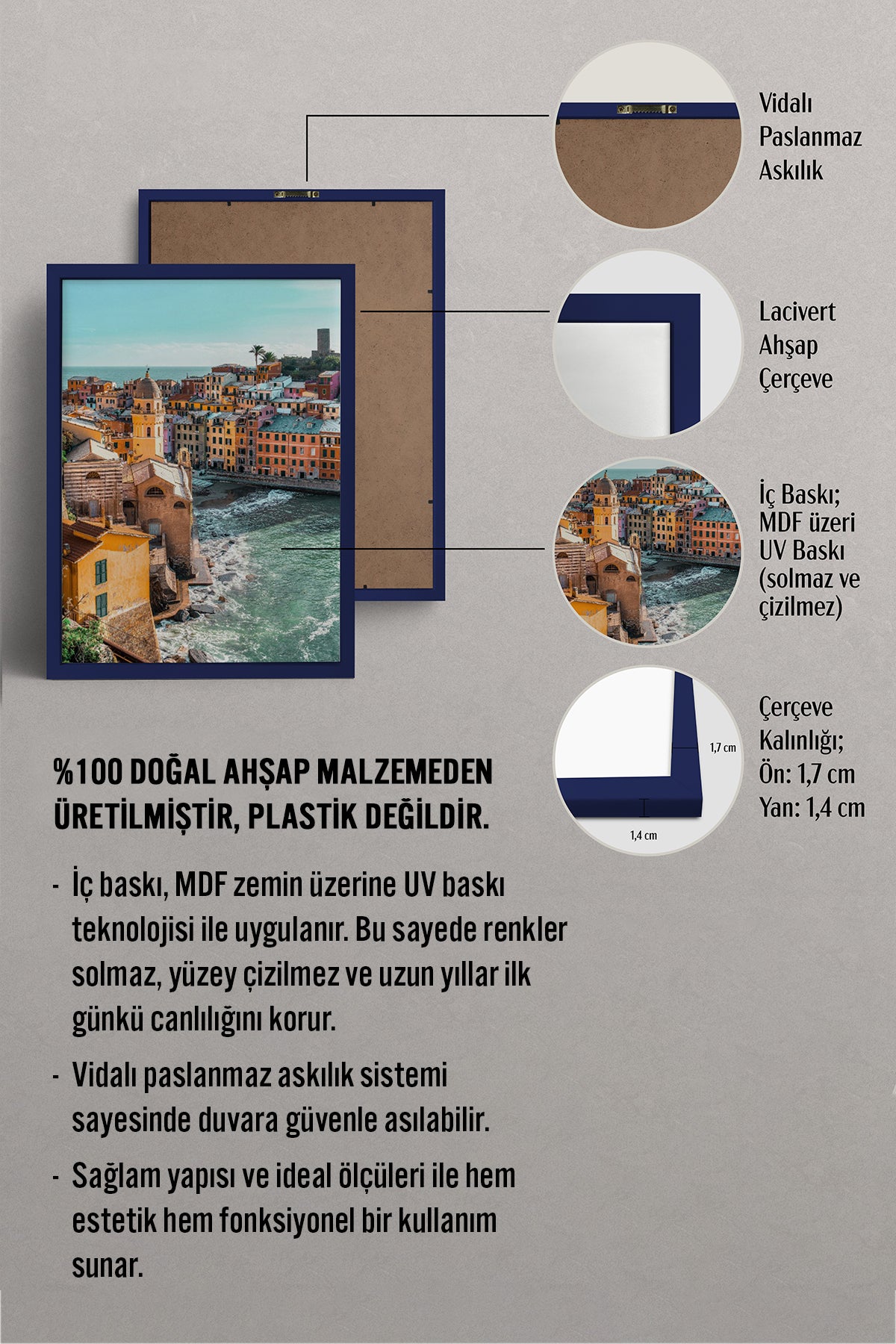 HOMEPACK Ahşap Çerçeveli Tablo Çerçeveli Poster Sanatsal Modern Duvar Dekoru BEK-8201