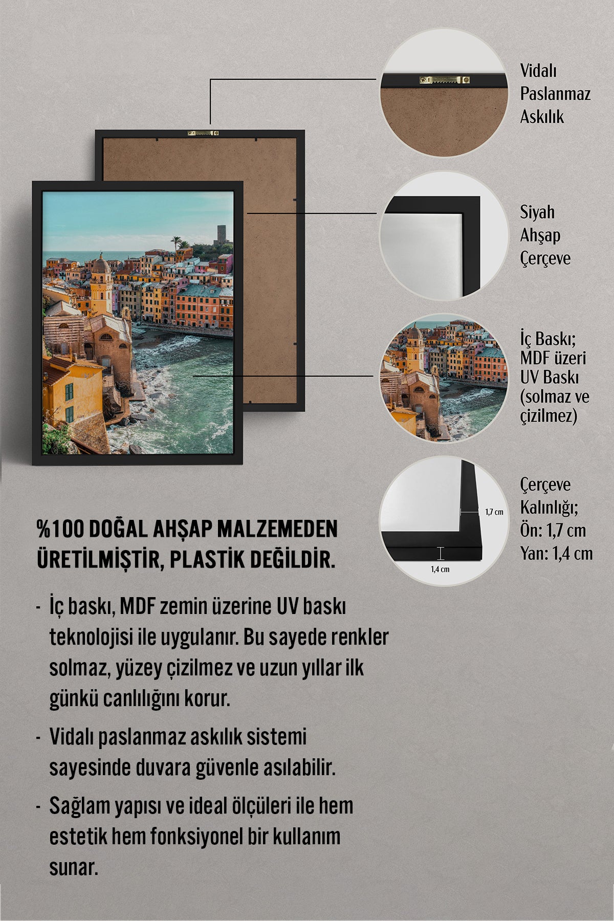 HOMEPACK Ahşap Çerçeveli Tablo Çerçeveli Poster Sanatsal Modern Duvar Dekoru BEK-8201