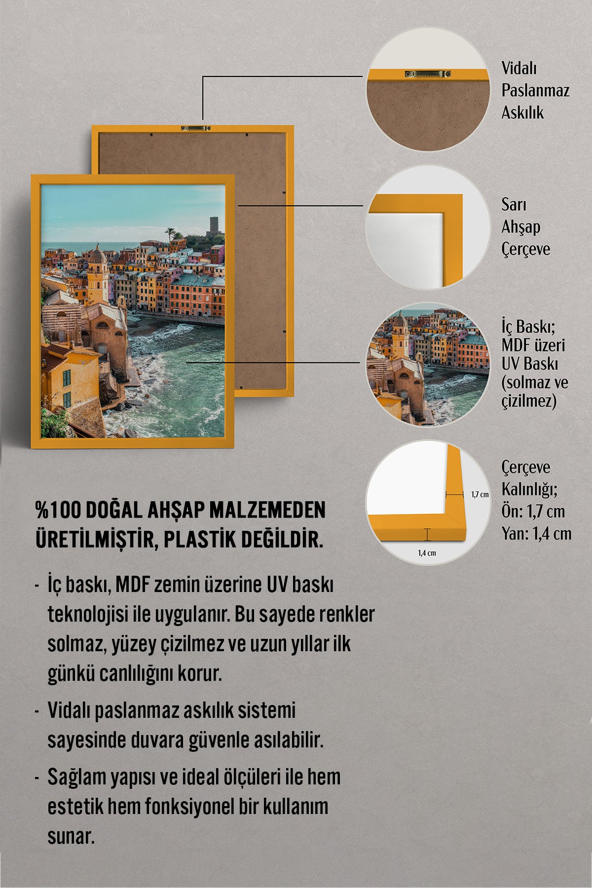 HOMEPACK Ahşap Çerçeveli Tablo Çerçeveli Poster Sanatsal Modern Duvar Dekoru BEK-8201