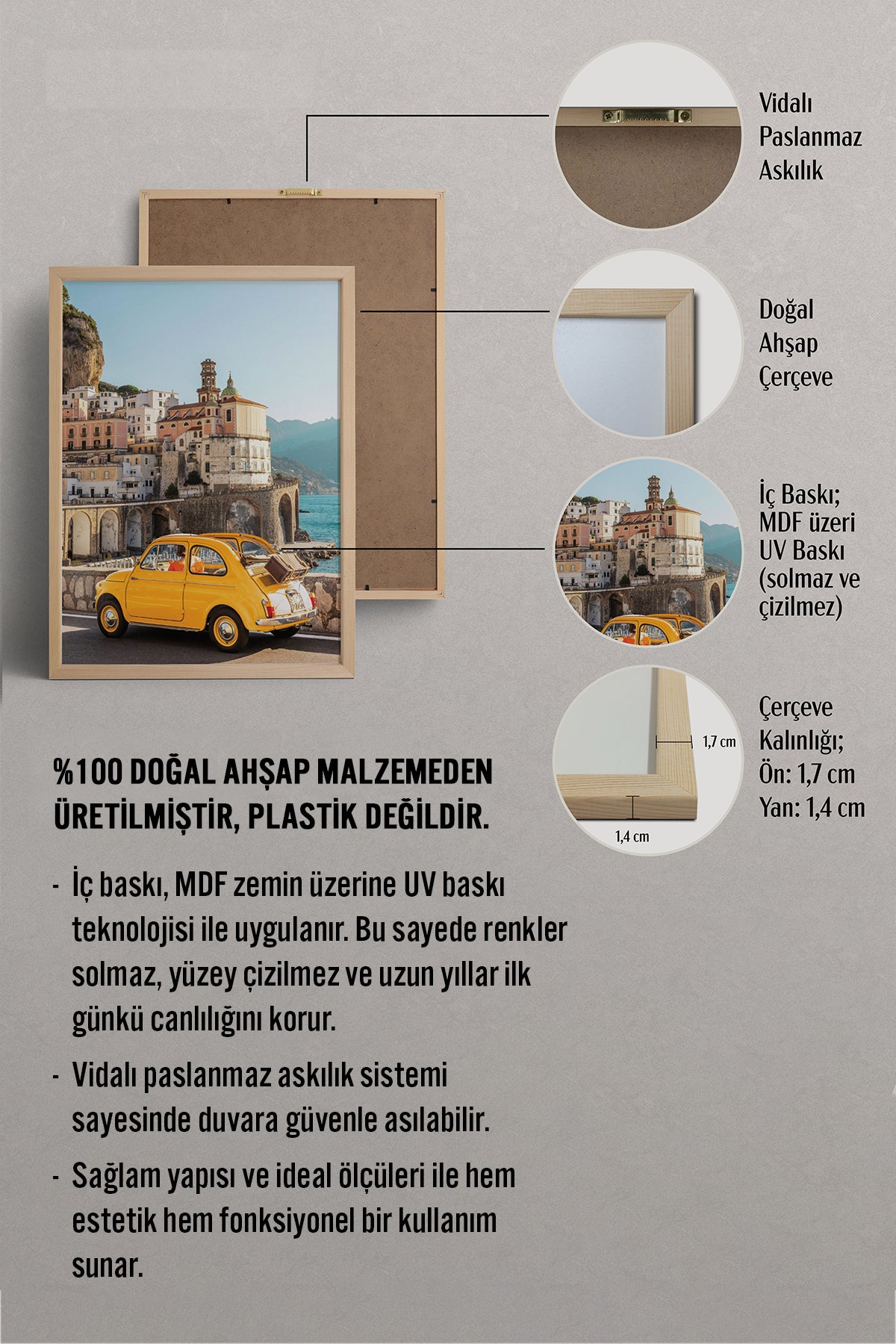 HOMEPACK Ahşap Çerçeveli Tablo Çerçeveli Poster Sanatsal Modern Duvar Dekoru BEK-8202