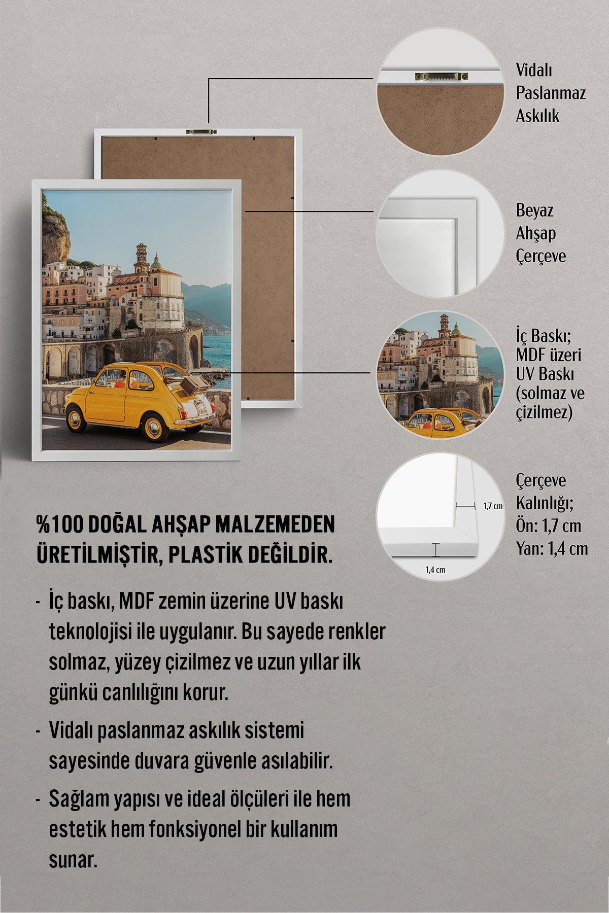 HOMEPACK Ahşap Çerçeveli Tablo Çerçeveli Poster Sanatsal Modern Duvar Dekoru BEK-8202