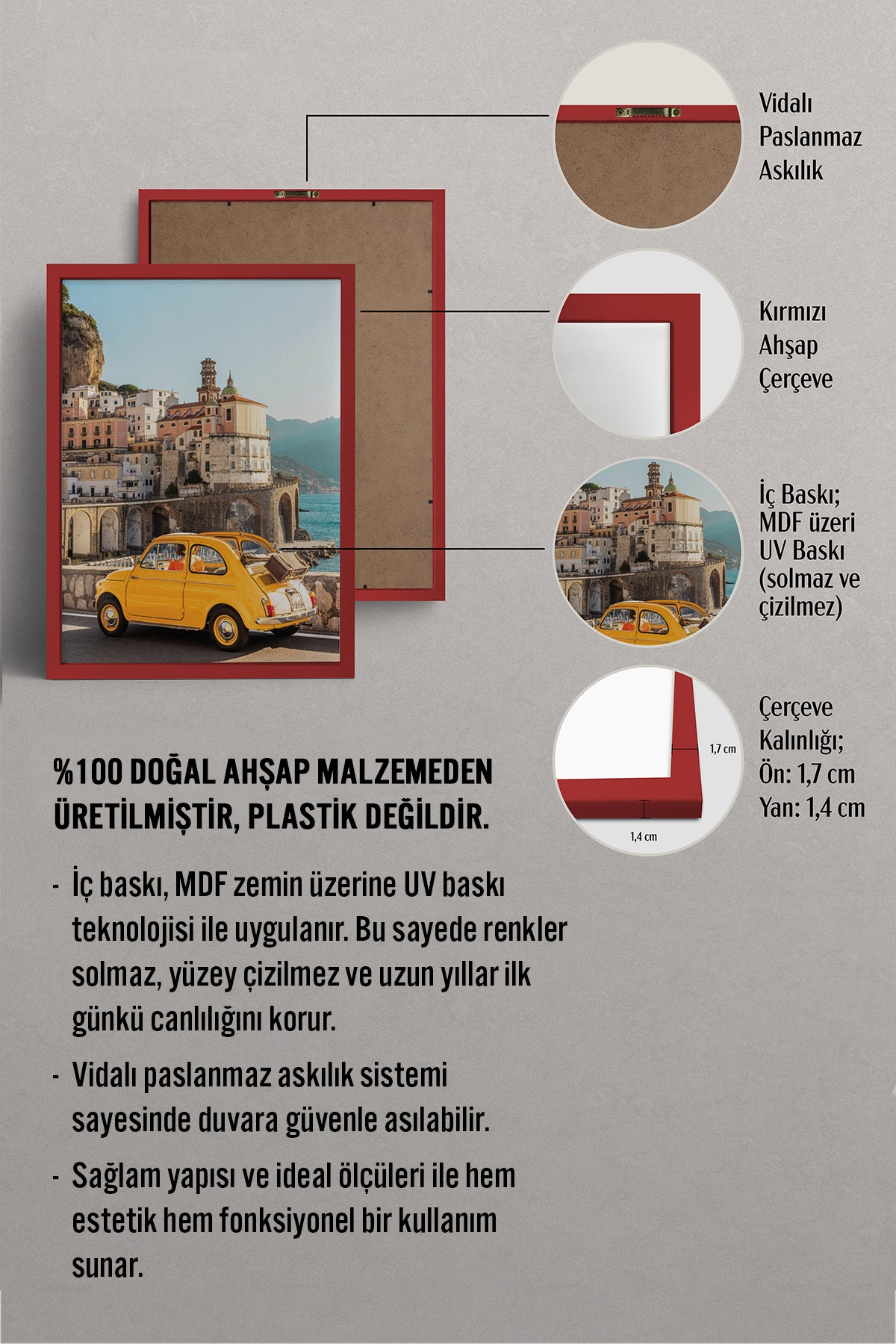 HOMEPACK Ahşap Çerçeveli Tablo Çerçeveli Poster Sanatsal Modern Duvar Dekoru BEK-8202
