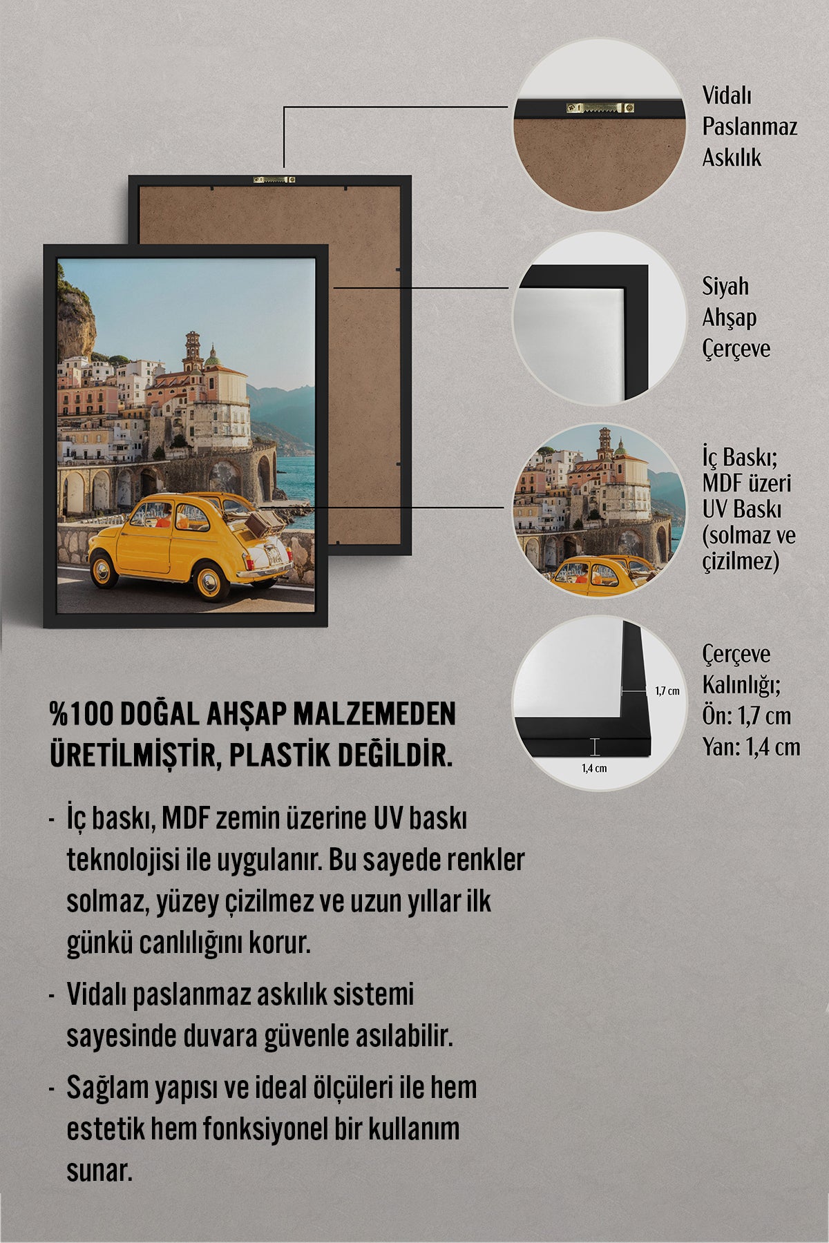HOMEPACK Ahşap Çerçeveli Tablo Çerçeveli Poster Sanatsal Modern Duvar Dekoru BEK-8202