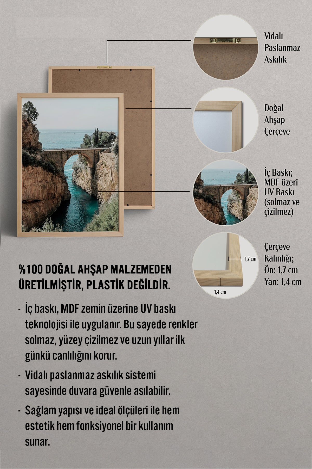 HOMEPACK Ahşap Çerçeveli Tablo Çerçeveli Poster Sanatsal Modern Duvar Dekoru BEK-8203