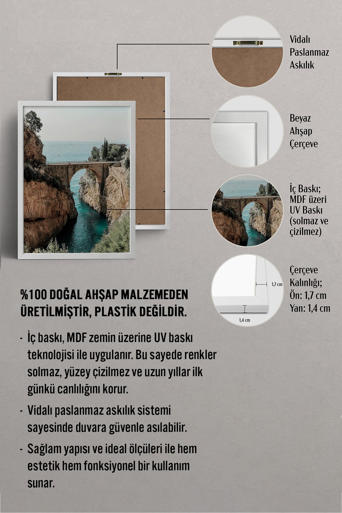 HOMEPACK Ahşap Çerçeveli Tablo Çerçeveli Poster Sanatsal Modern Duvar Dekoru BEK-8203