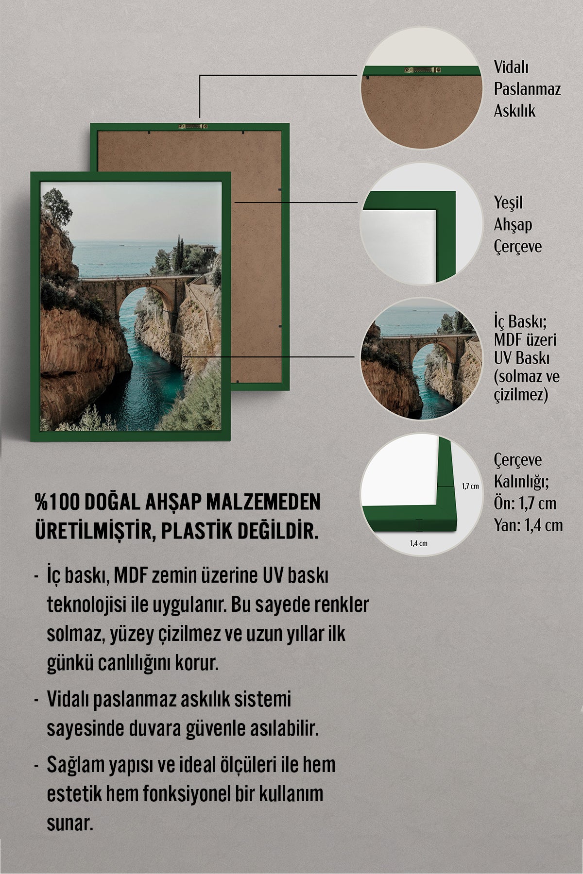 HOMEPACK Ahşap Çerçeveli Tablo Çerçeveli Poster Sanatsal Modern Duvar Dekoru BEK-8203