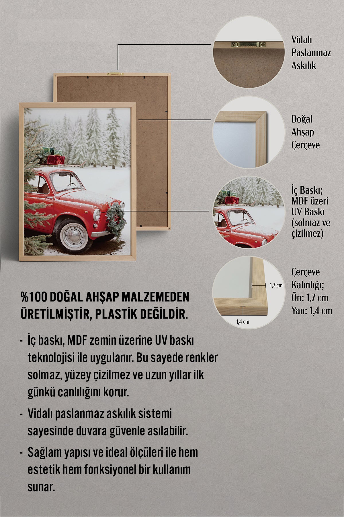 HOMEPACK Ahşap Çerçeveli Tablo Çerçeveli Poster Sanatsal Modern Duvar Dekoru BEK-8204